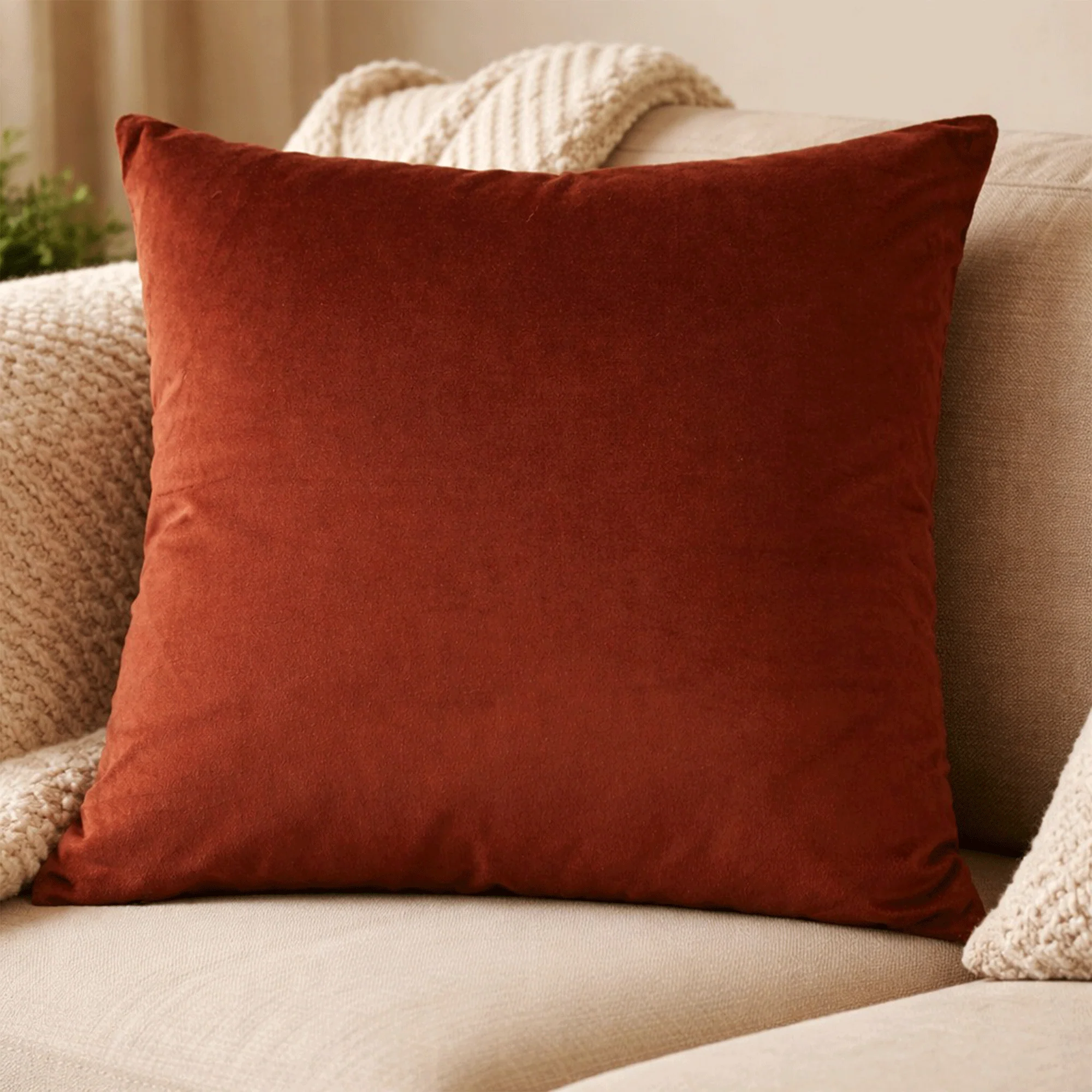 Homestead - Velvet Cushion Rust 45x45cm - Image 5