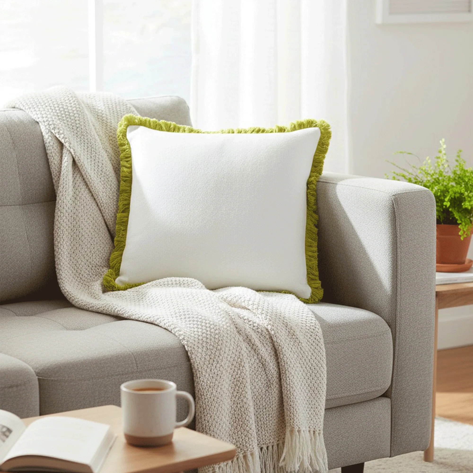 Hugo Fringed - Green Cushion 56x56cm - Image 2