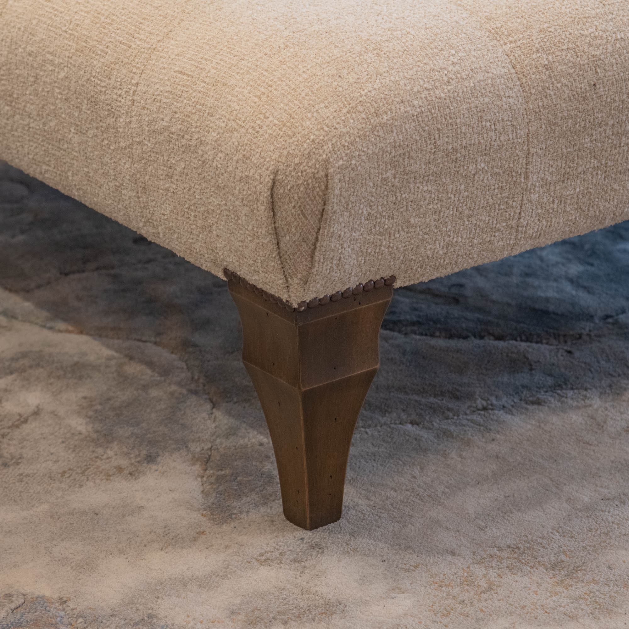 Classic - Large Square Indented Footstool, Fabric - Item As Pictured - Image 2