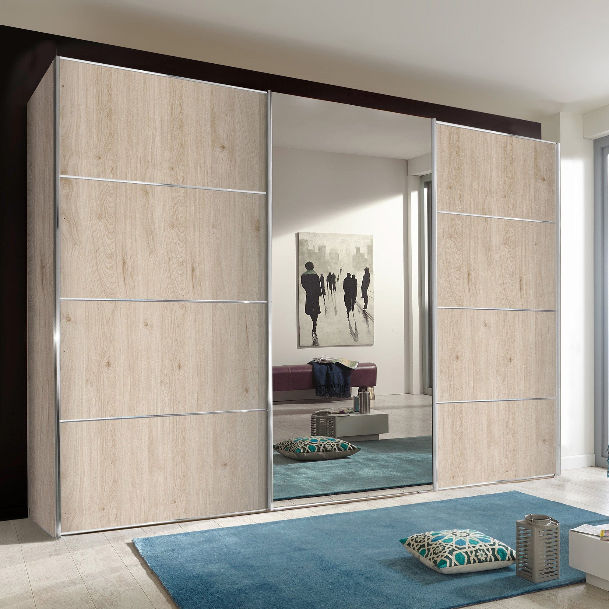 Lauderdale - Sliding Mirrored Wardrobe, Wood Finish - Image 6