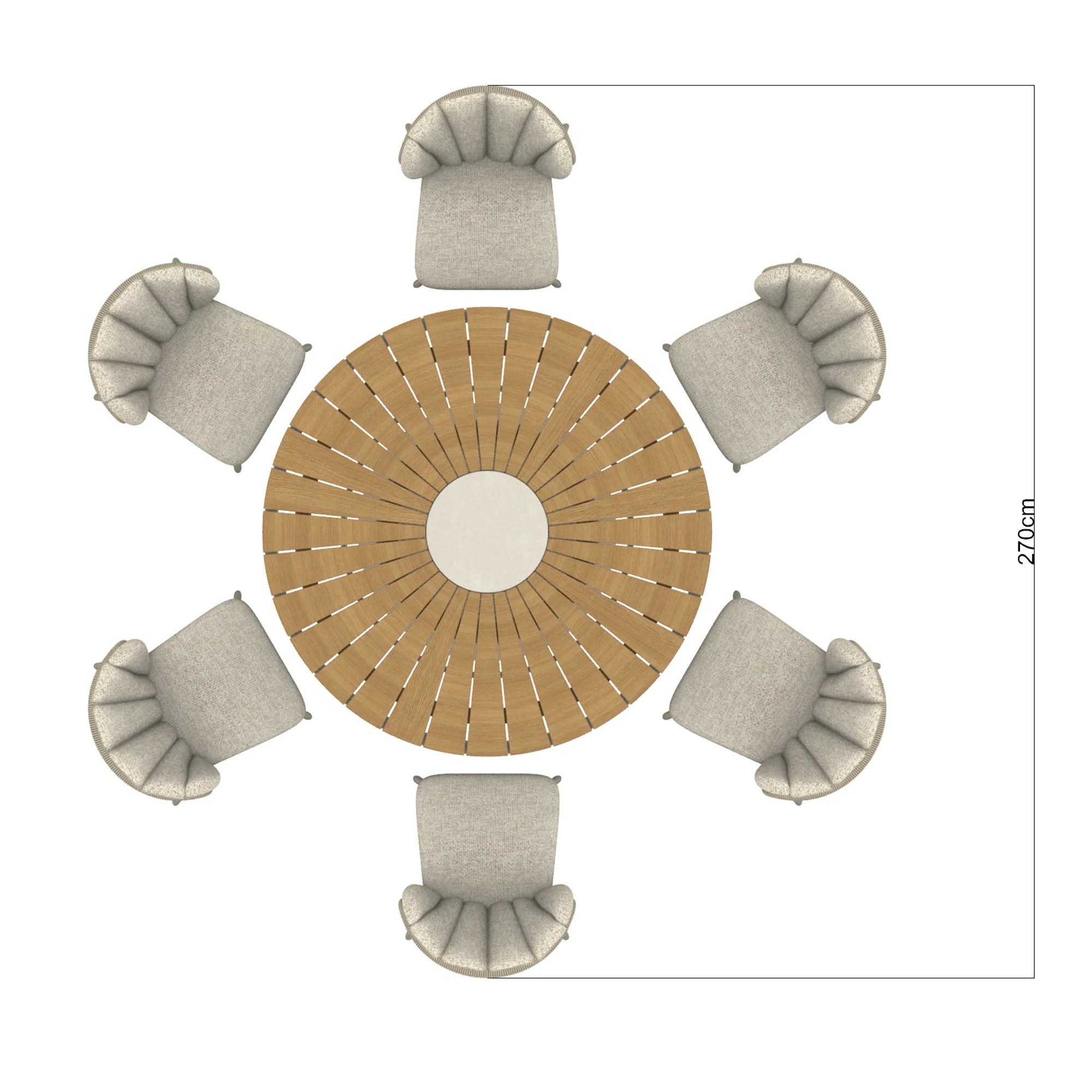 Martinique - 6 Seat Round Garden Dining Table and Chairs Set, Champagne Aluminium & Sintered Stone - Image 2
