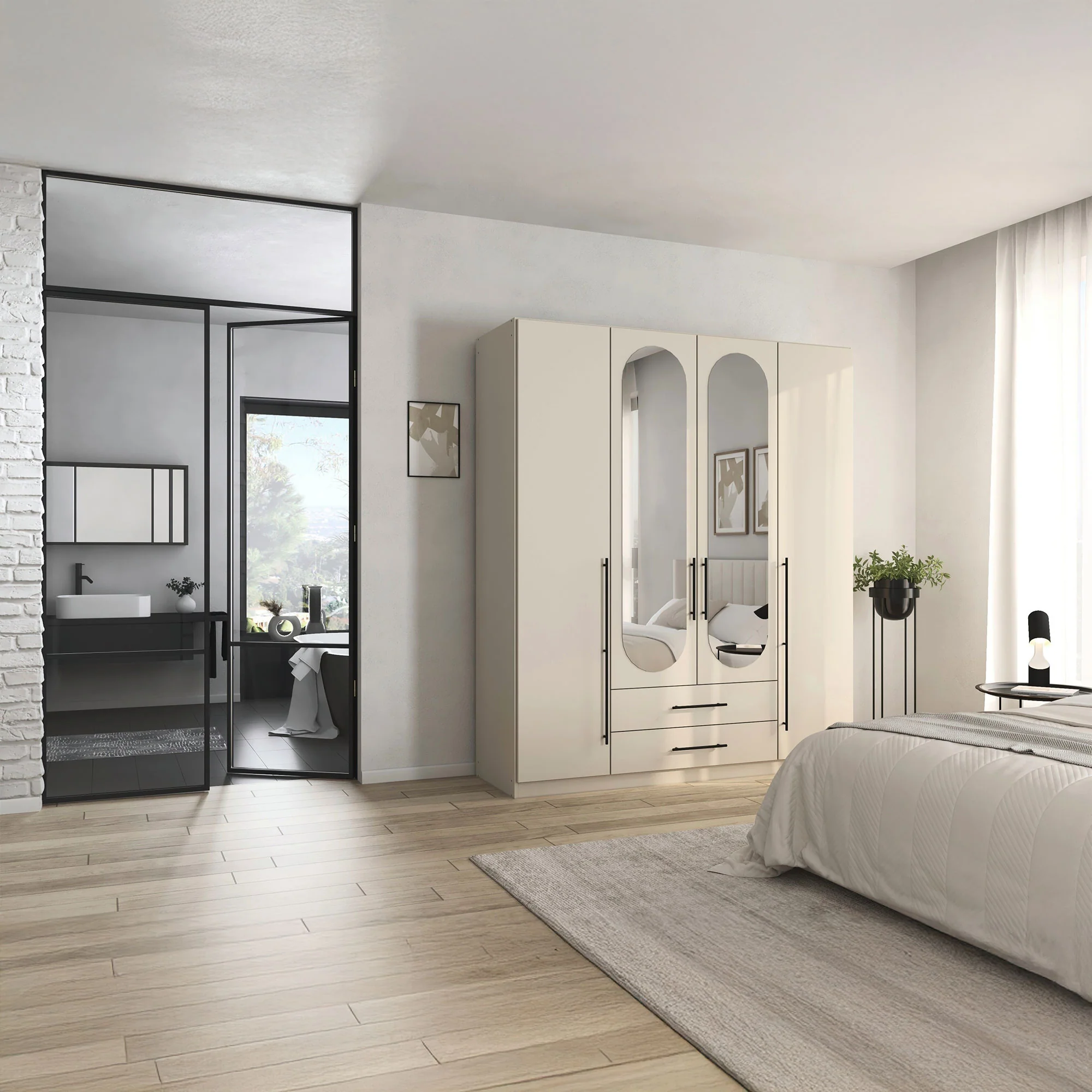 Matilda - 4 Door Wardrobe With Drawers & Mirrors - Image 5