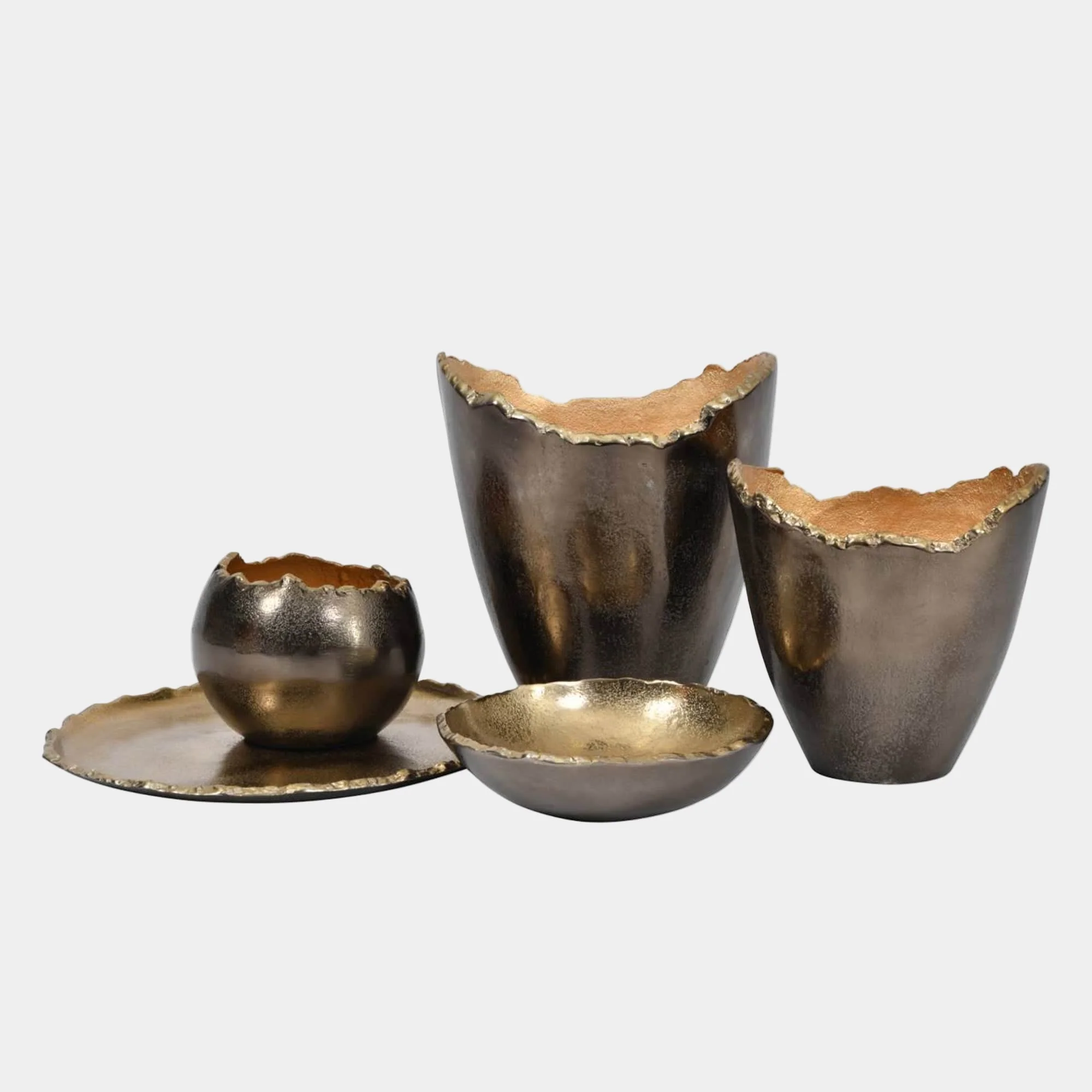 Merapi Lava - Metal Vase, Smoked Black & Gold - Image 3