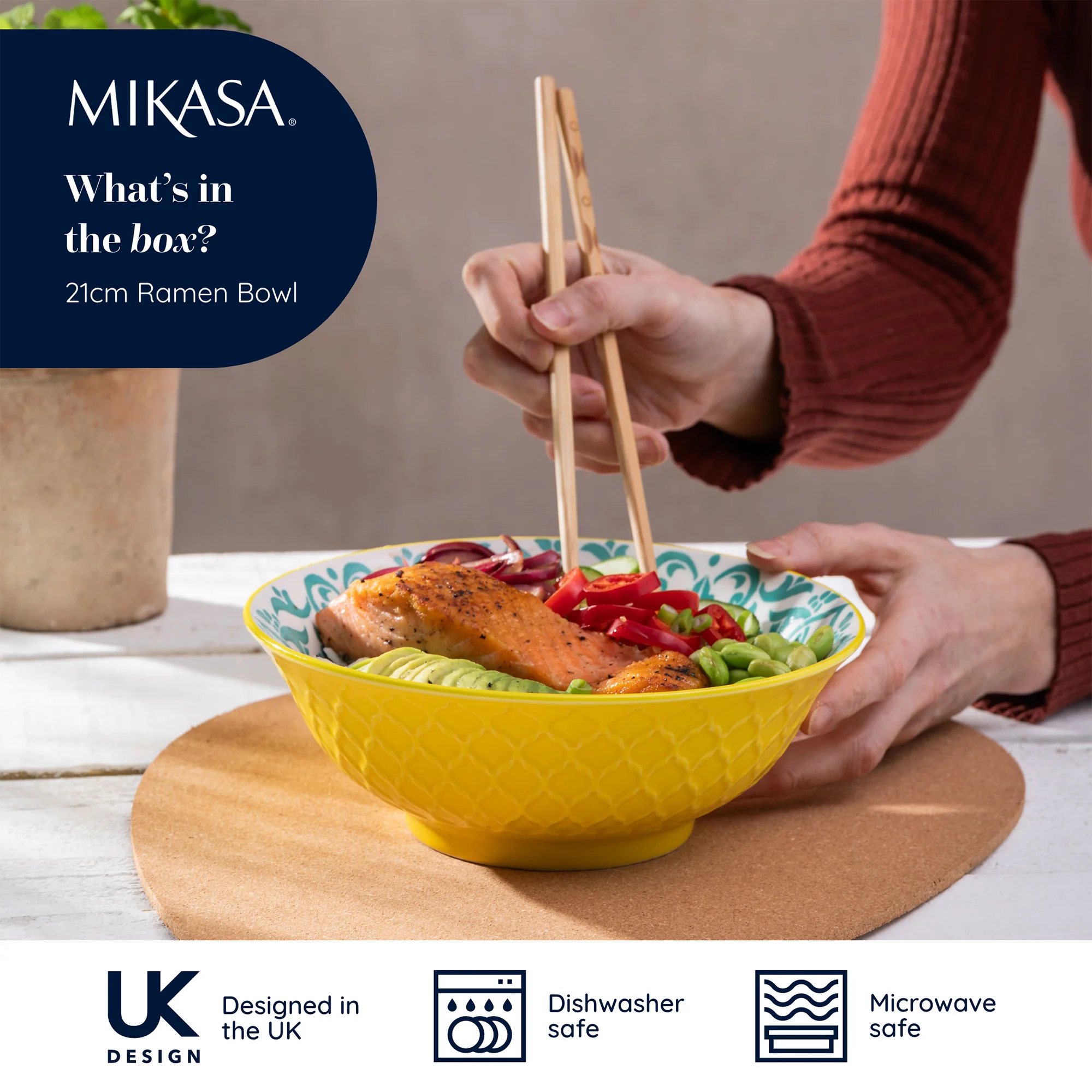 Mikasa Yellow & Blue - Ramen Bowl, Set of 4 - Image 3