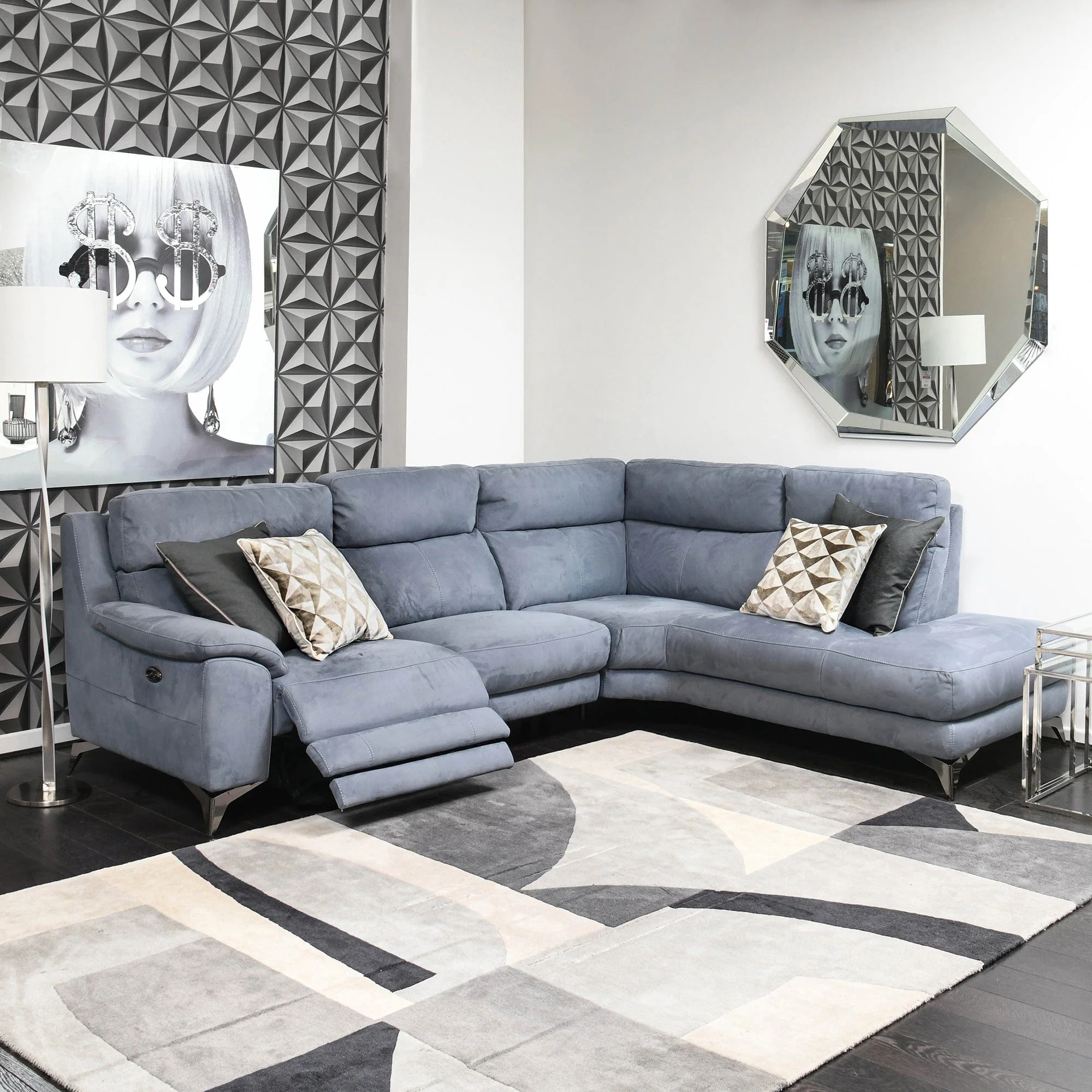 Miura - LHF Power Recliner Corner Sofa, Fabric - Image 2