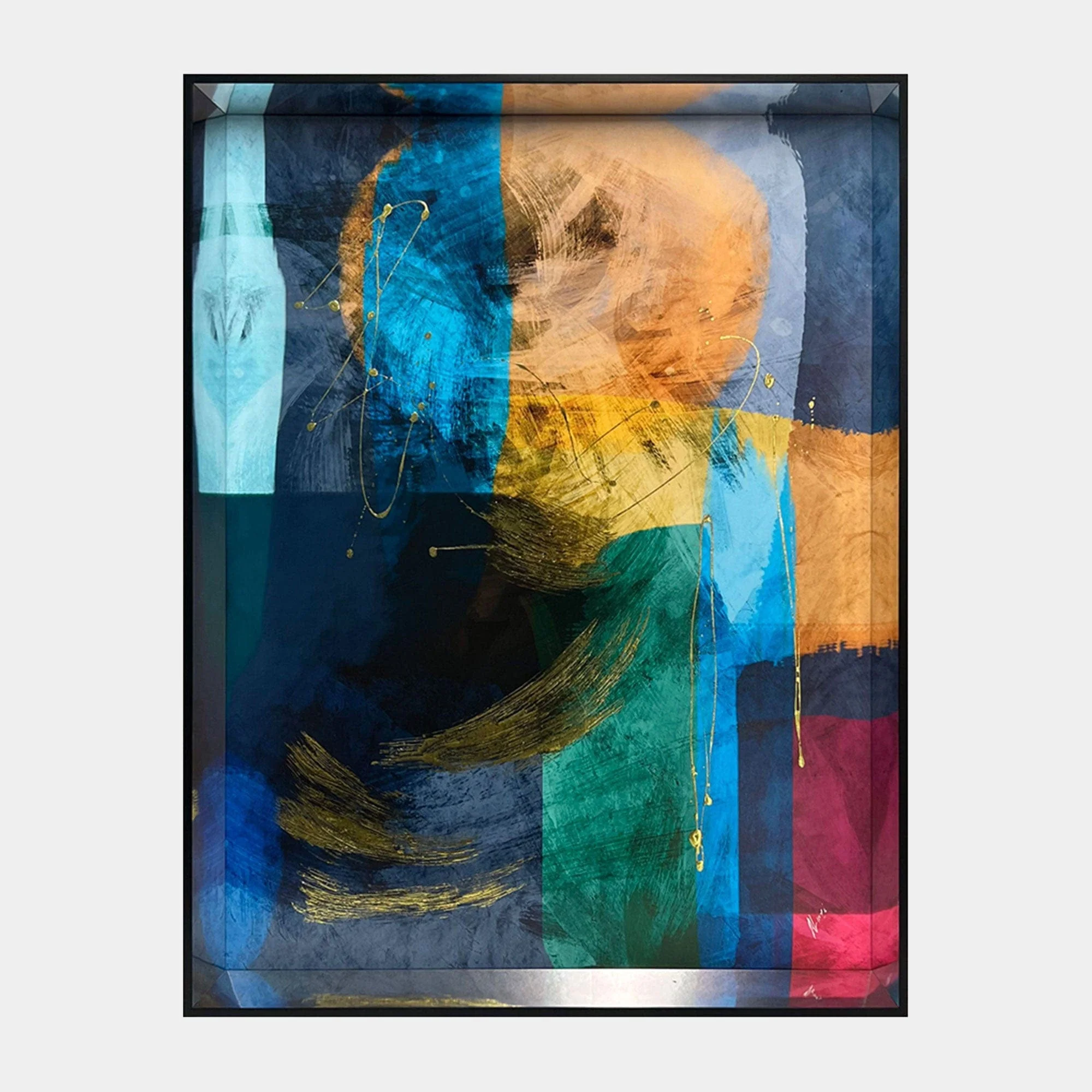 Multicoloured Abstract III - Framed Liquid Wall Art