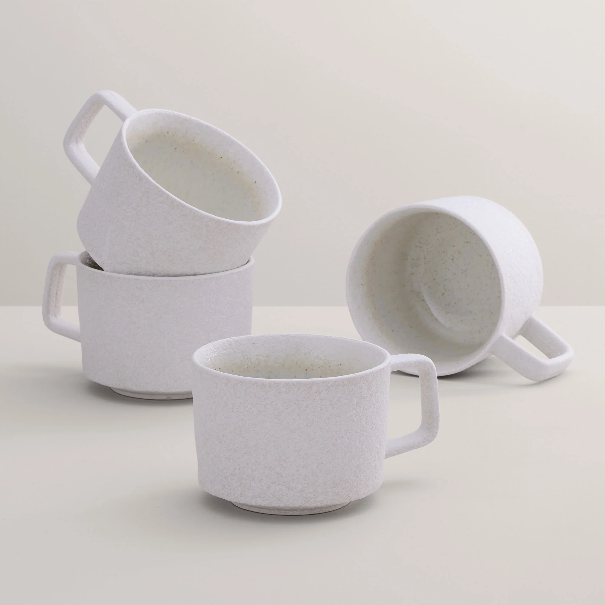Mylor Soft White Stoneware - Large Mugs, Set of 4 - Image 2