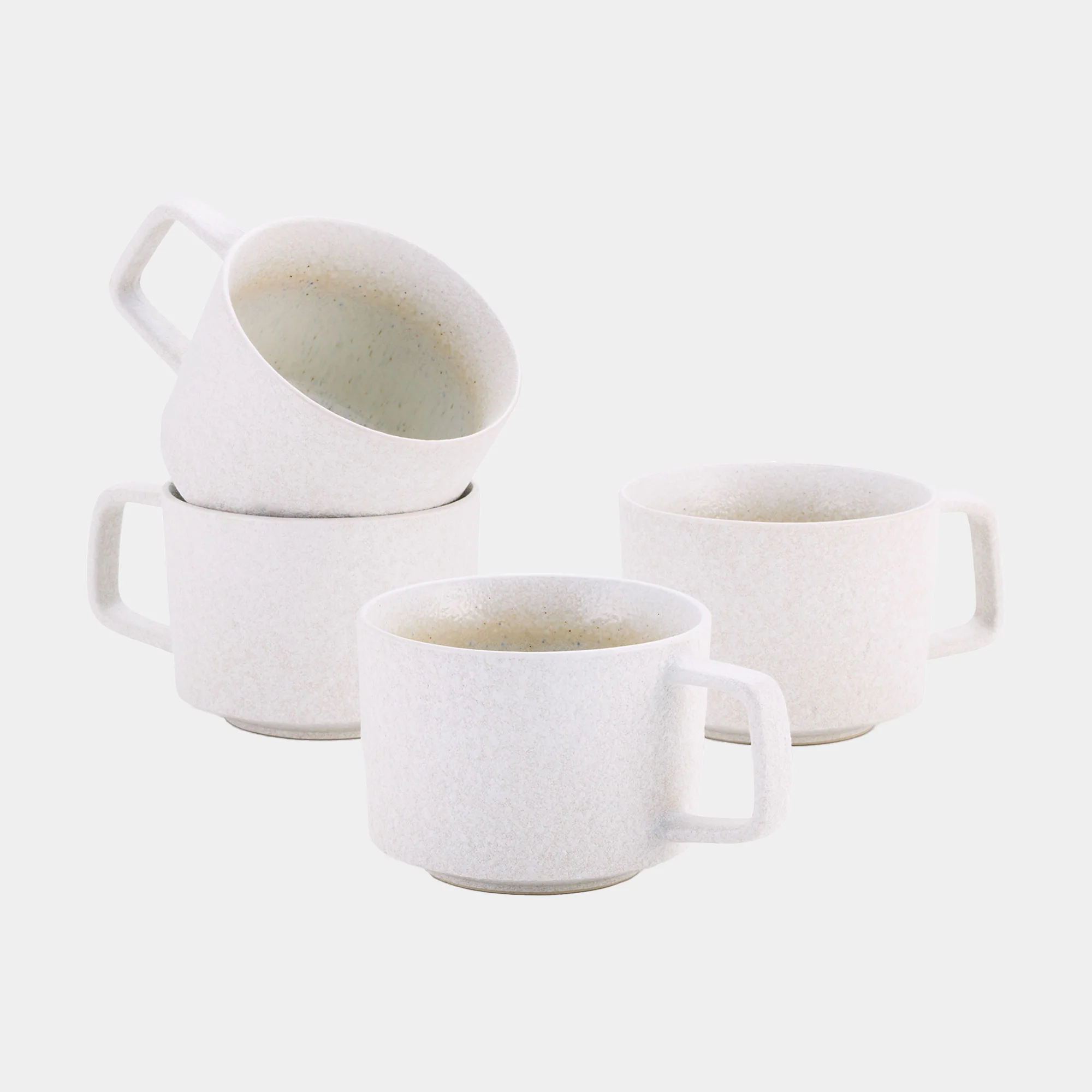Mylor Soft White Stoneware - Large Mugs, Set of 4 - Image 3