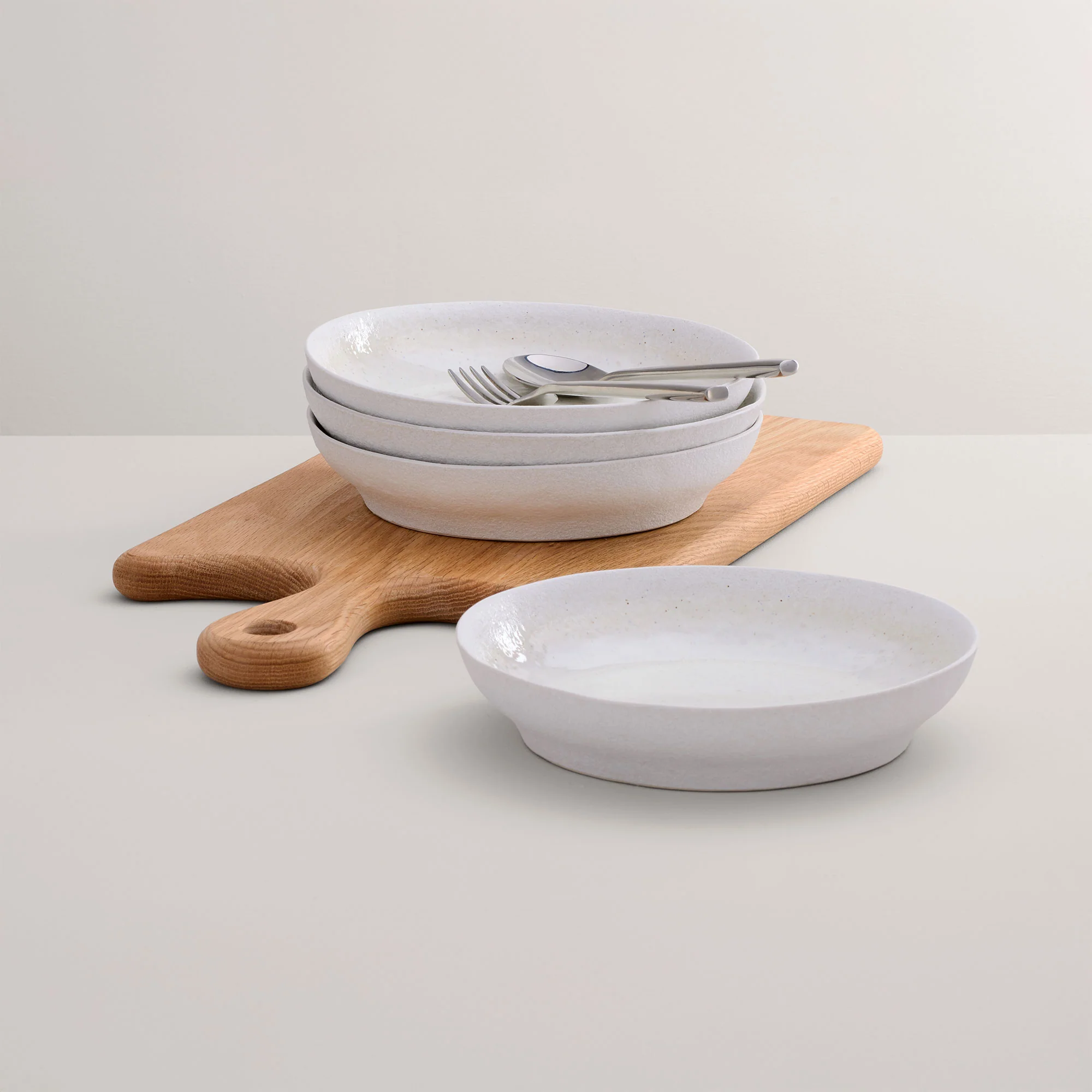 Mylor Soft White Stoneware - Pasta Bowls, Set of 4 - Image 2