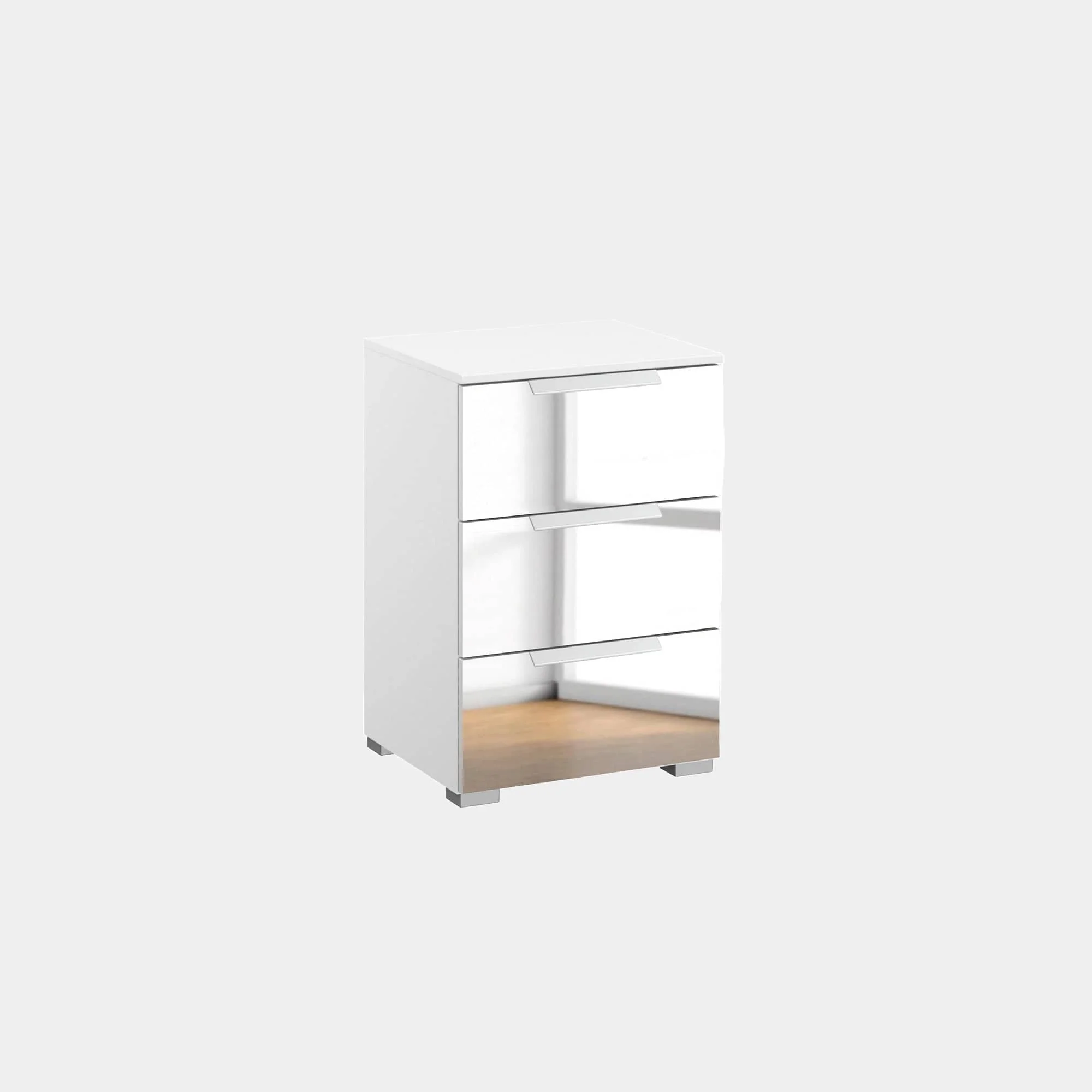 Nova - 3 Drawer Bedside Table, Mirrored