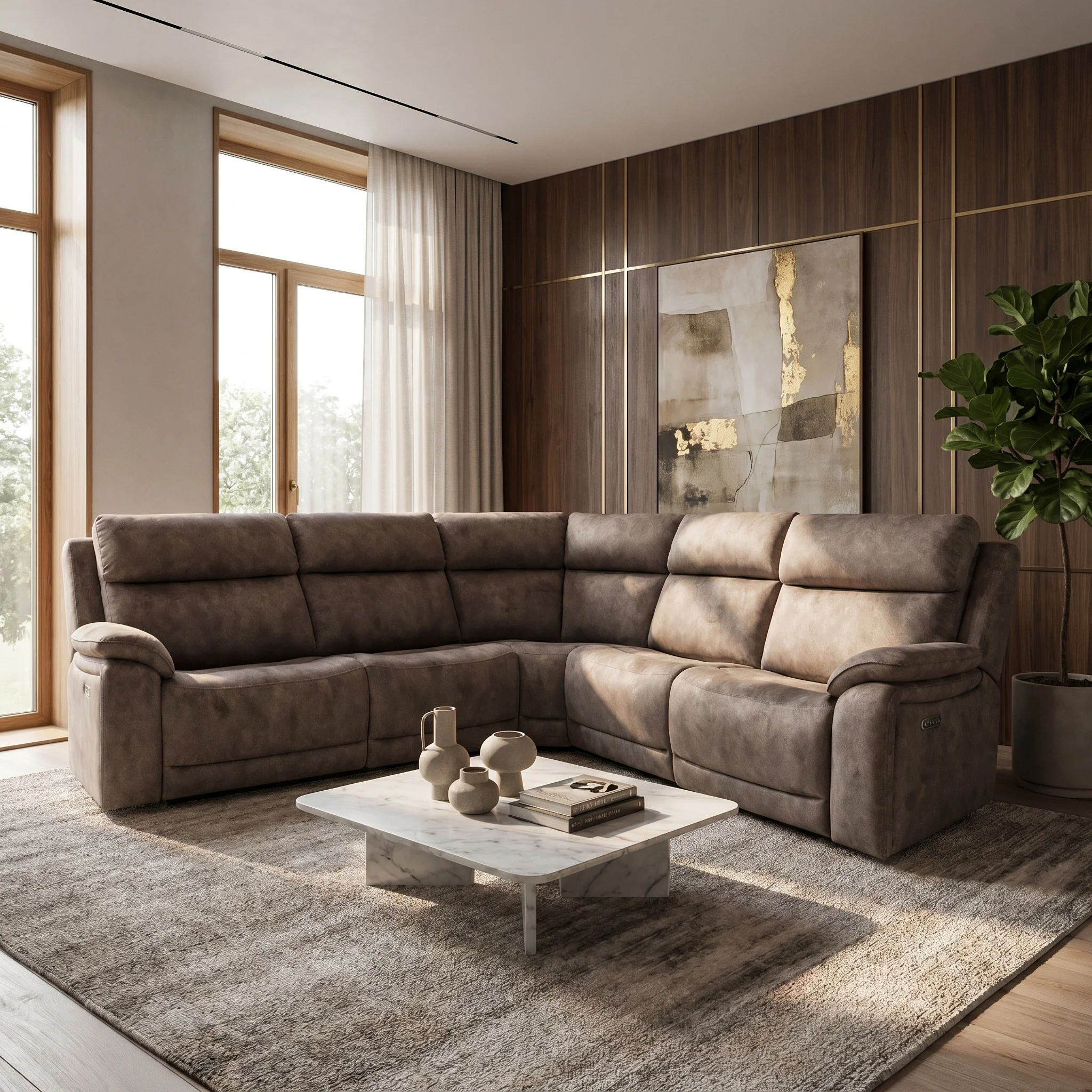 Novello - Power Recliner Corner Sofa, Fabric - Image 2
