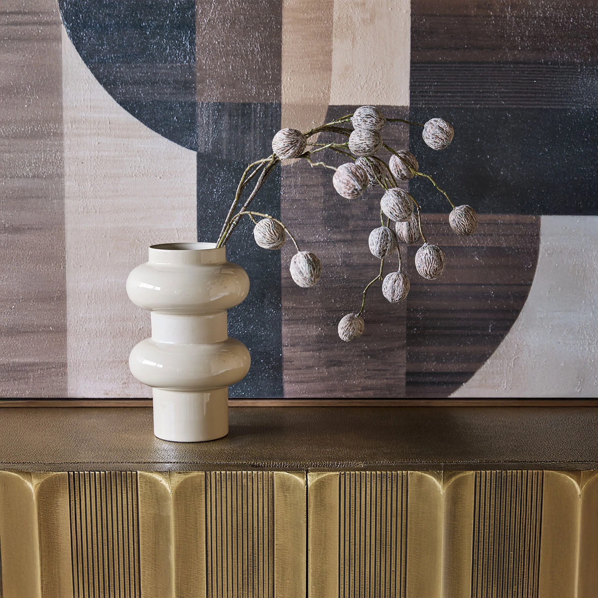 Ovolo Small - Metal Vase, Cream - Image 2
