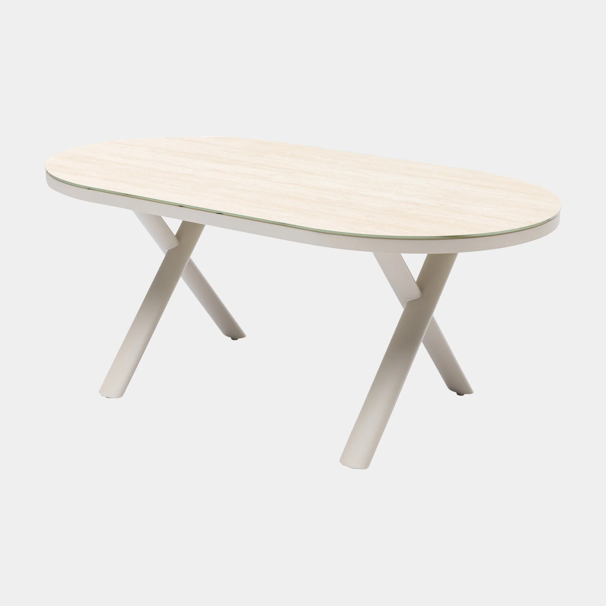 Palm Springs - 6 Seat Oval Garden Dining Set, Beige Aluminium - Image 4