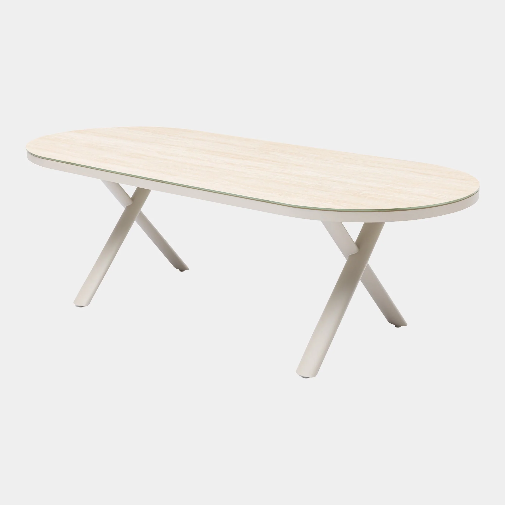 Palm Springs - 6 Seat Oval Garden Dining Set, Beige Aluminium - Image 5