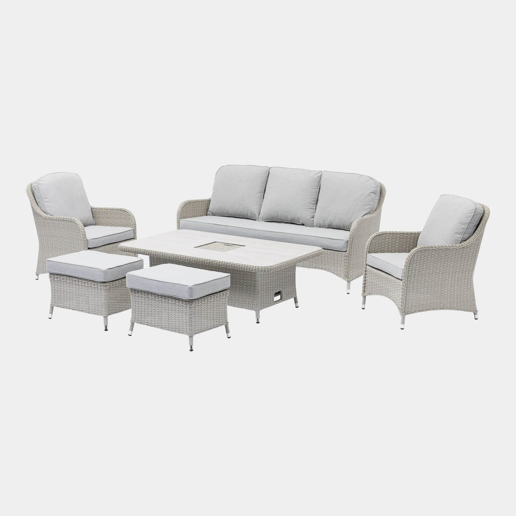 Pebble Beach - 3 Seat Garden Sofa Dining Set With Rising Table & Ice Bucket, Rattan Weave - Image 4