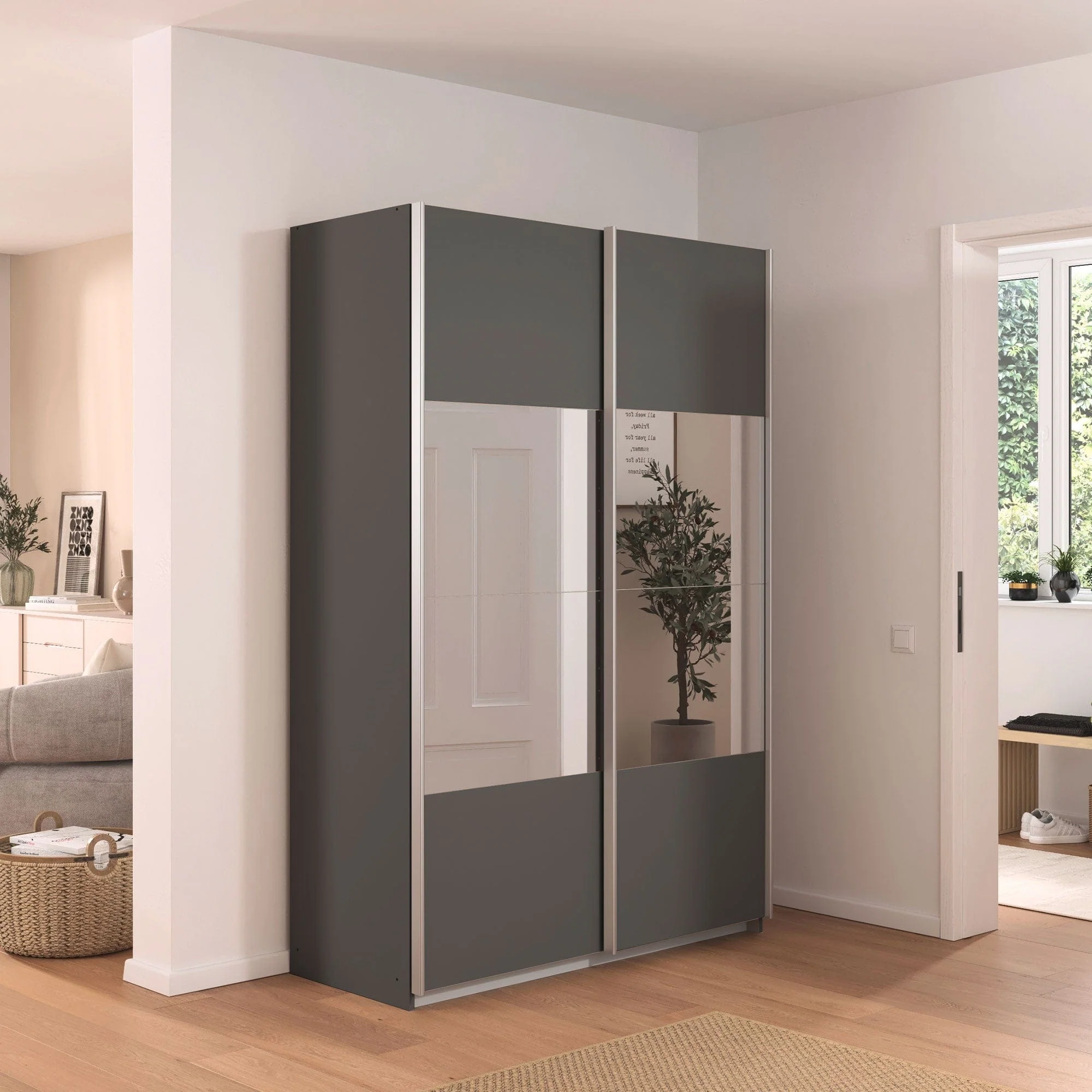 Piave - Sliding 2 Door Mirrored Glass Wardrobe - Image 3