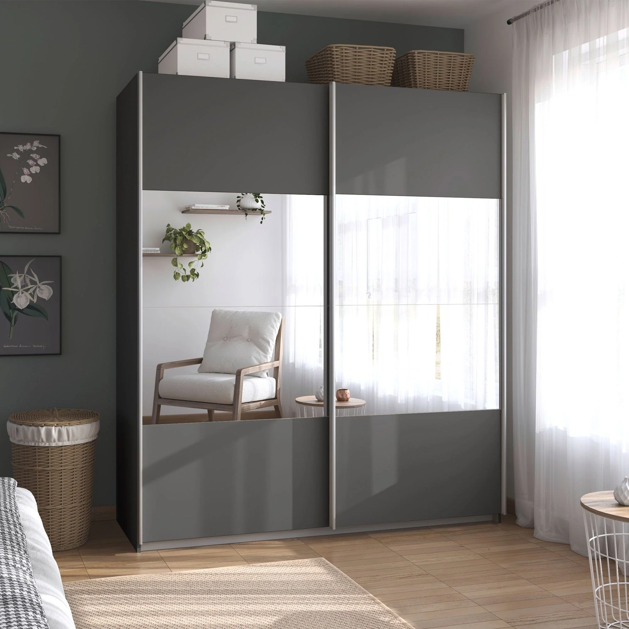 Piave - Sliding 2 Door Mirrored Glass Wardrobe - Image 4