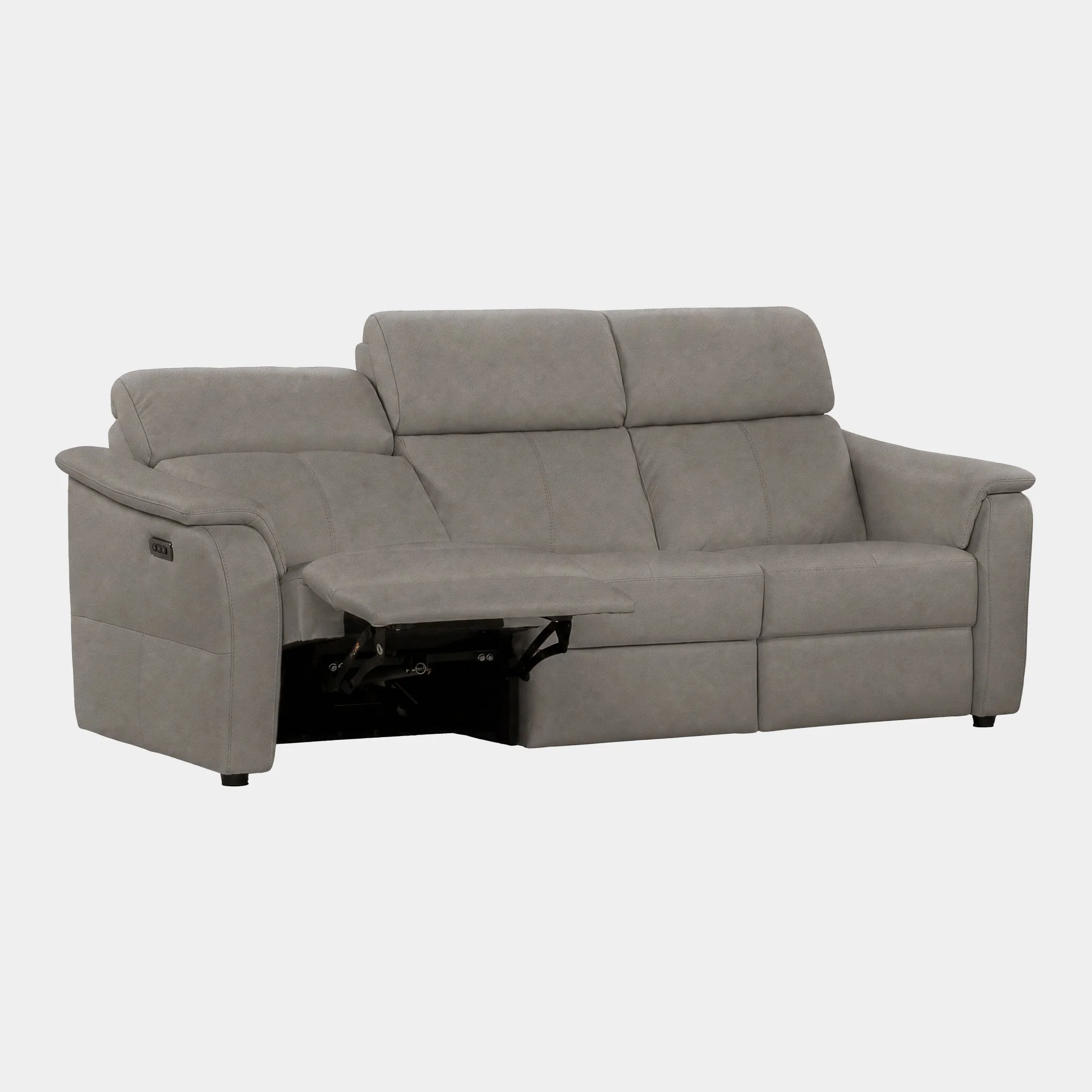 Rimini - Large 3 Seat Sofa Power Recliners with Adjustable Headrest & Lumbar, Leather, Taupe