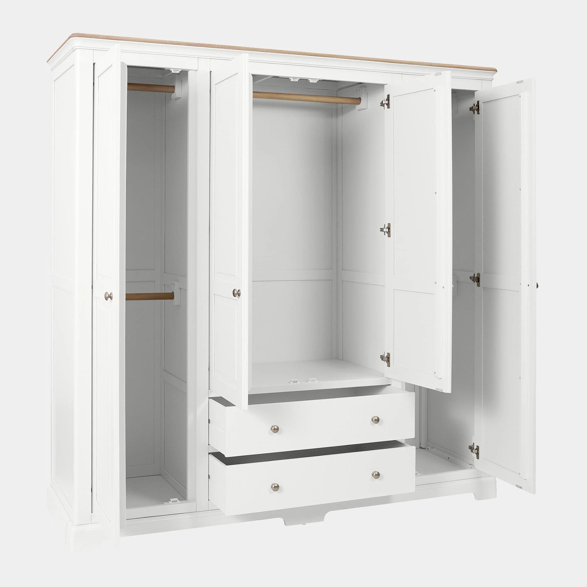 Ravenswood White - 4 Door Wardrobe With Drawers - Image 3