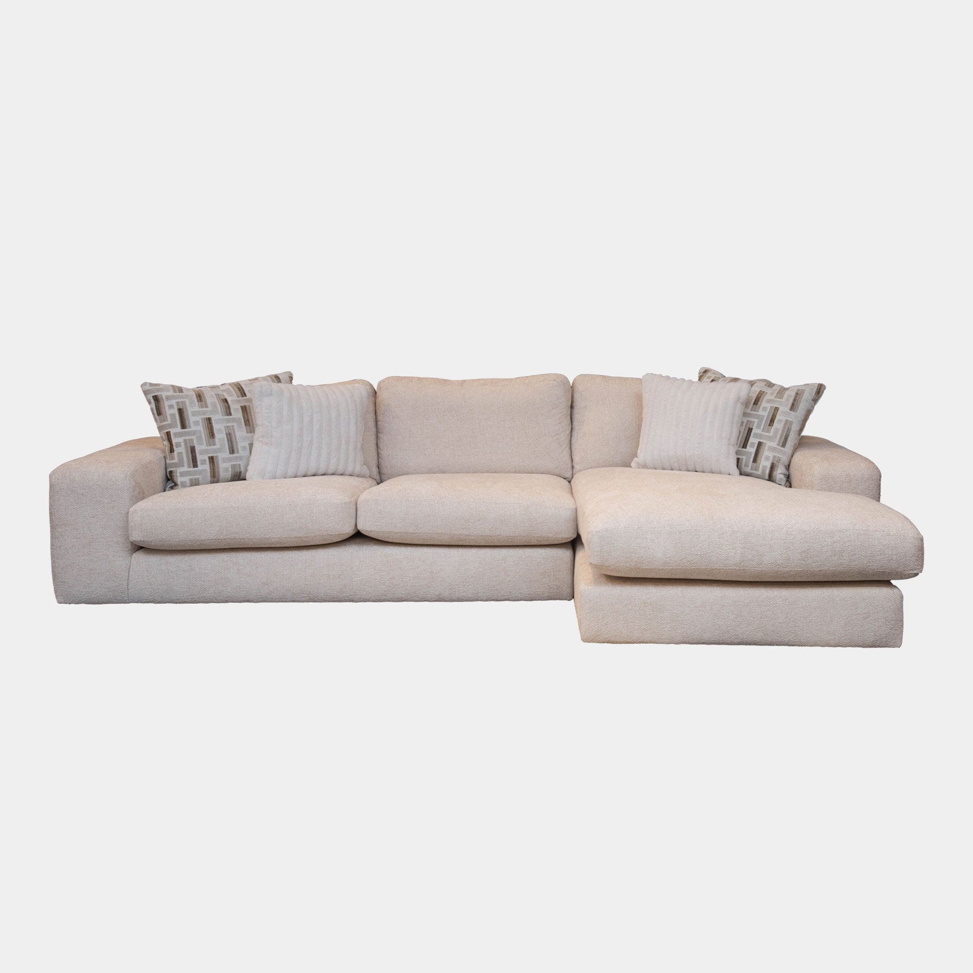 Sarasota - RHF Extra Large Chaise Sofa With Wood Panels, Fabric