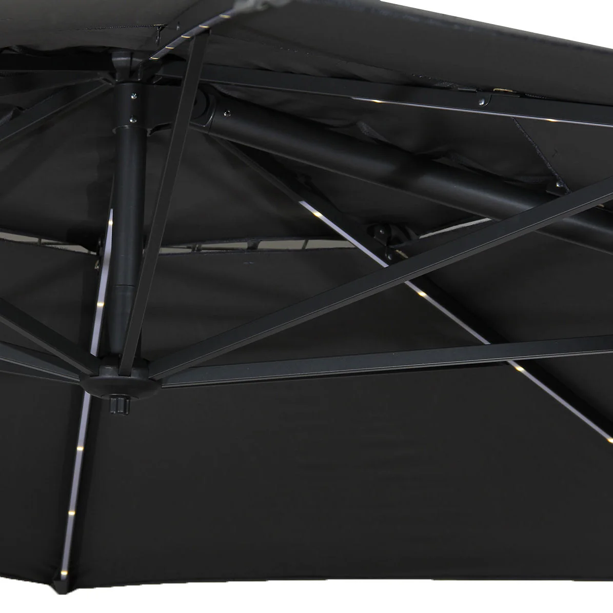 St Tropez - 3.3m Round Parasol in Grey With LED Lights, Cover & Base - Image 6