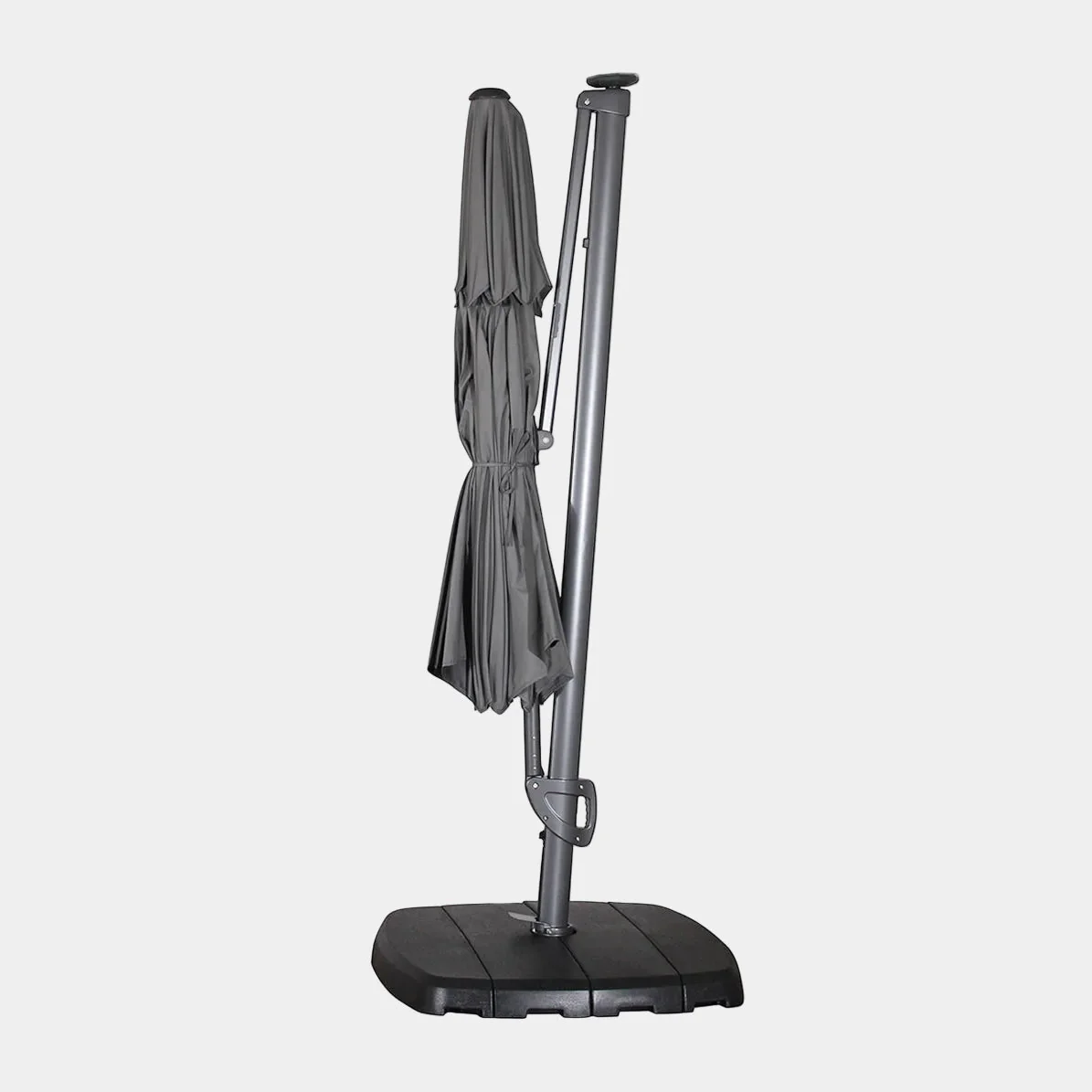 St Tropez - 3.3m Round Parasol in Grey With LED Lights, Cover & Base - Image 7