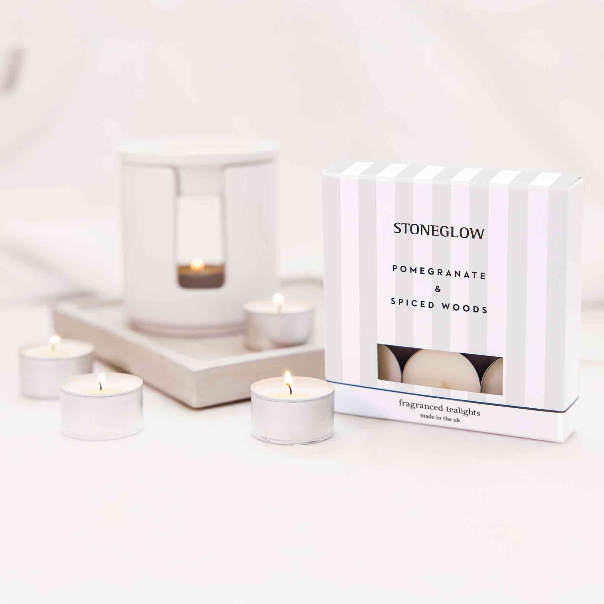 Stoneglow Modern Classics - Pomegranate & Spiced Woods Reed Diffuser & Tealights Candle Set - Image 4