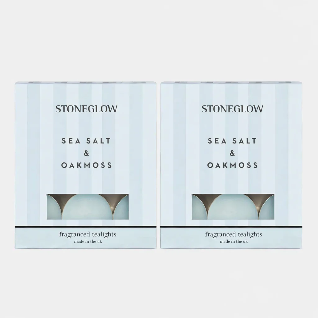 Stoneglow Modern Classics - Sea Salt & Oakmoss Tealight Candles, Set of 2