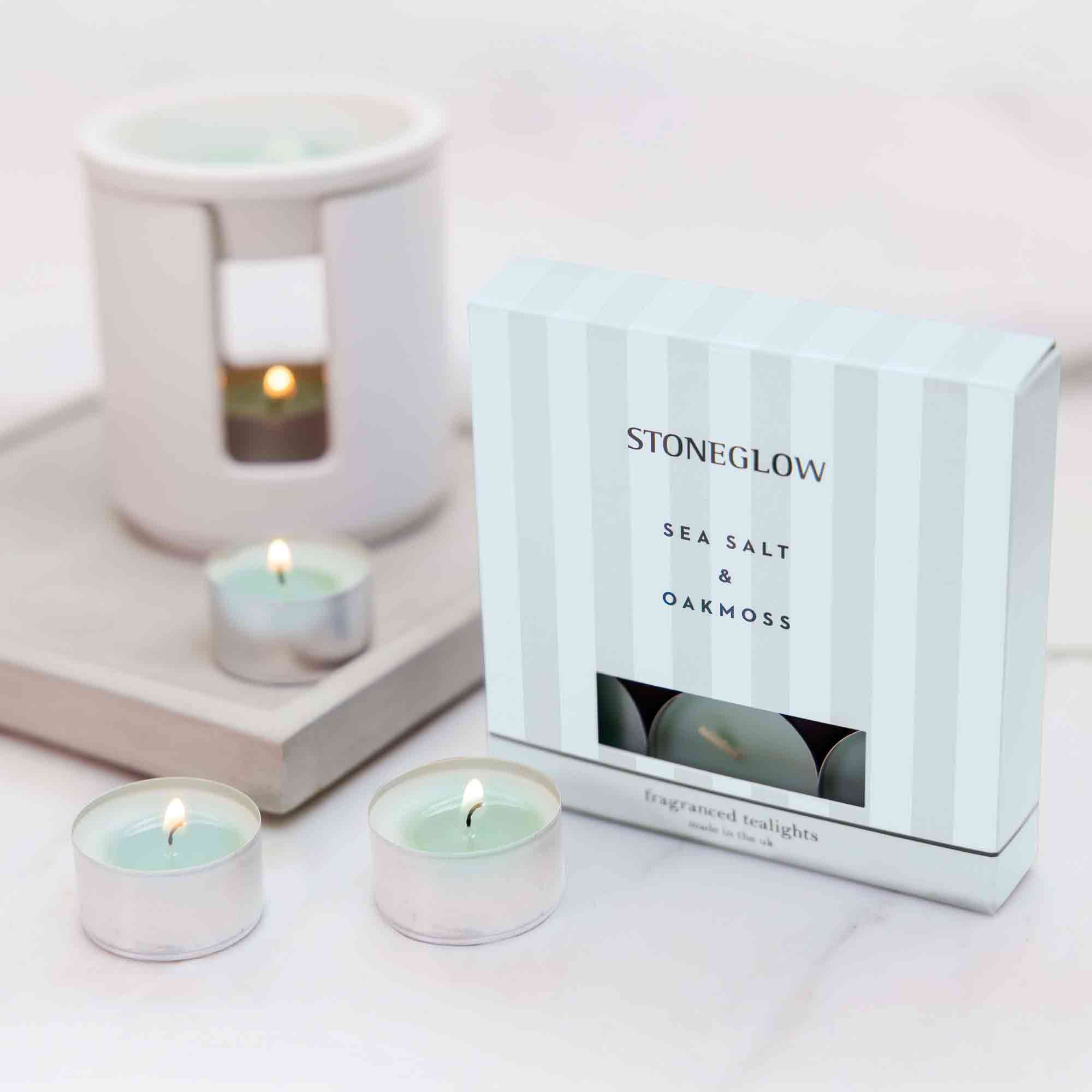 Stoneglow Modern Classics - Sea Salt & Oakmoss Tealight Candles, Set of 2 - Image 2