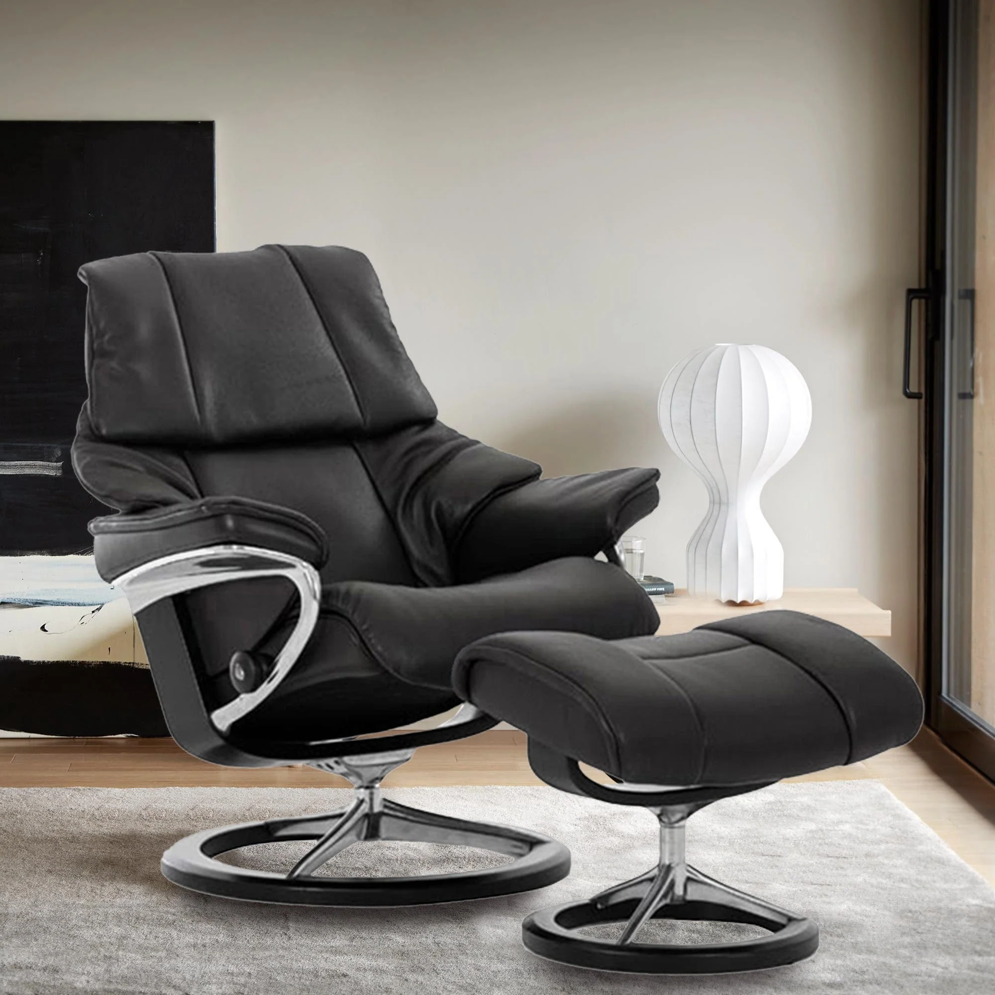 Stressless Reno - Chair & Stool With Signature Base, Leather - Image 2