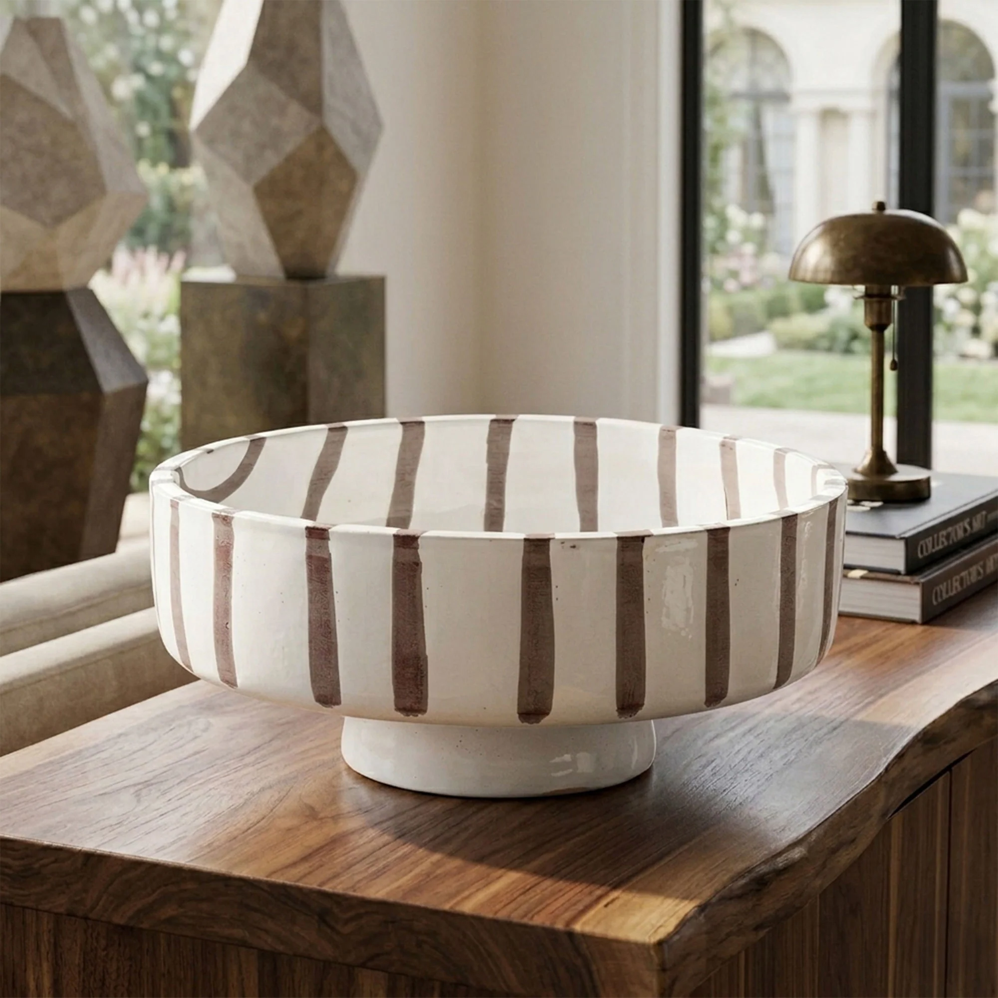 Stripe - Decorative Bowl, White Terracotta - Image 2