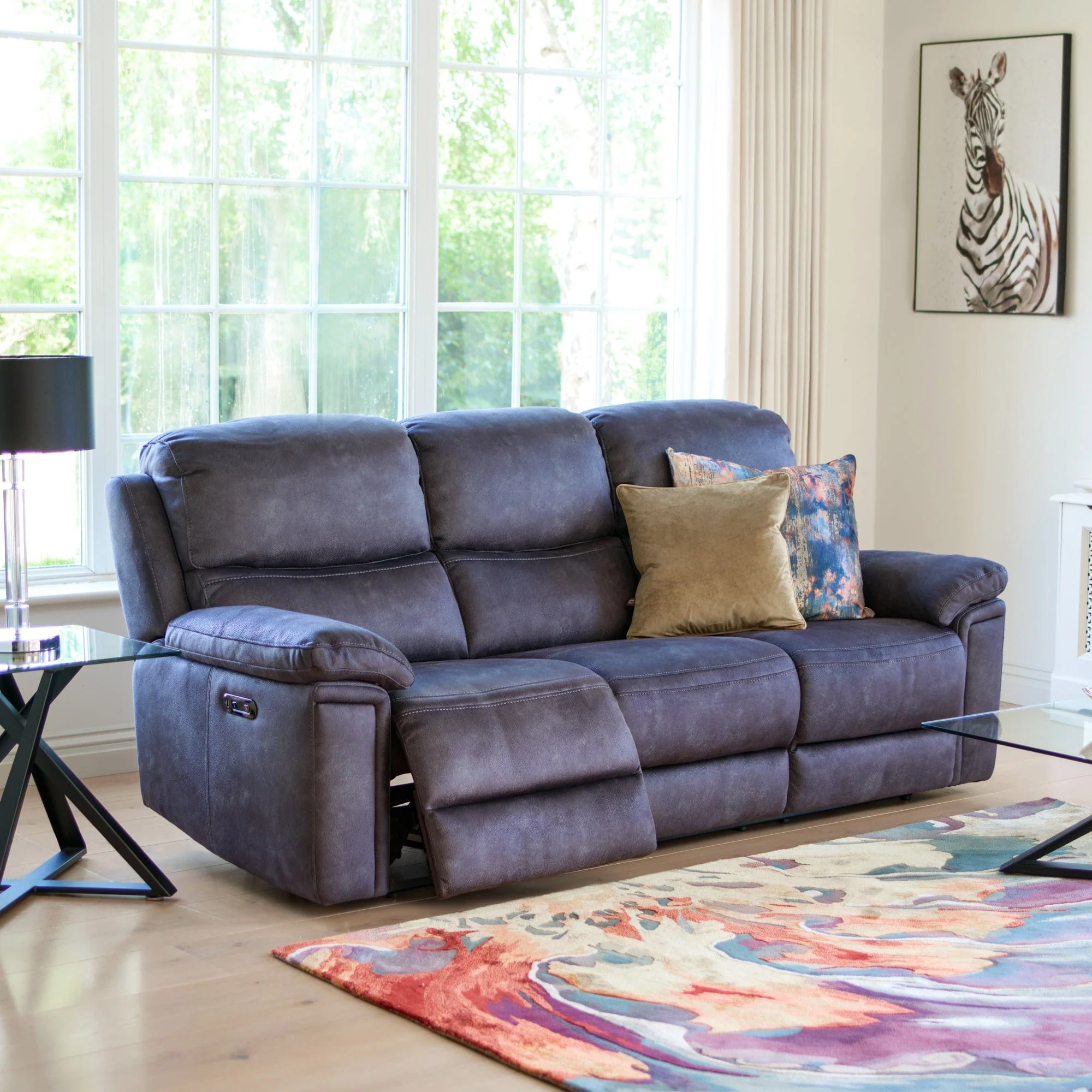 Tampa - 3 Seat Power Recliner Sofa, Fabric - Image 2