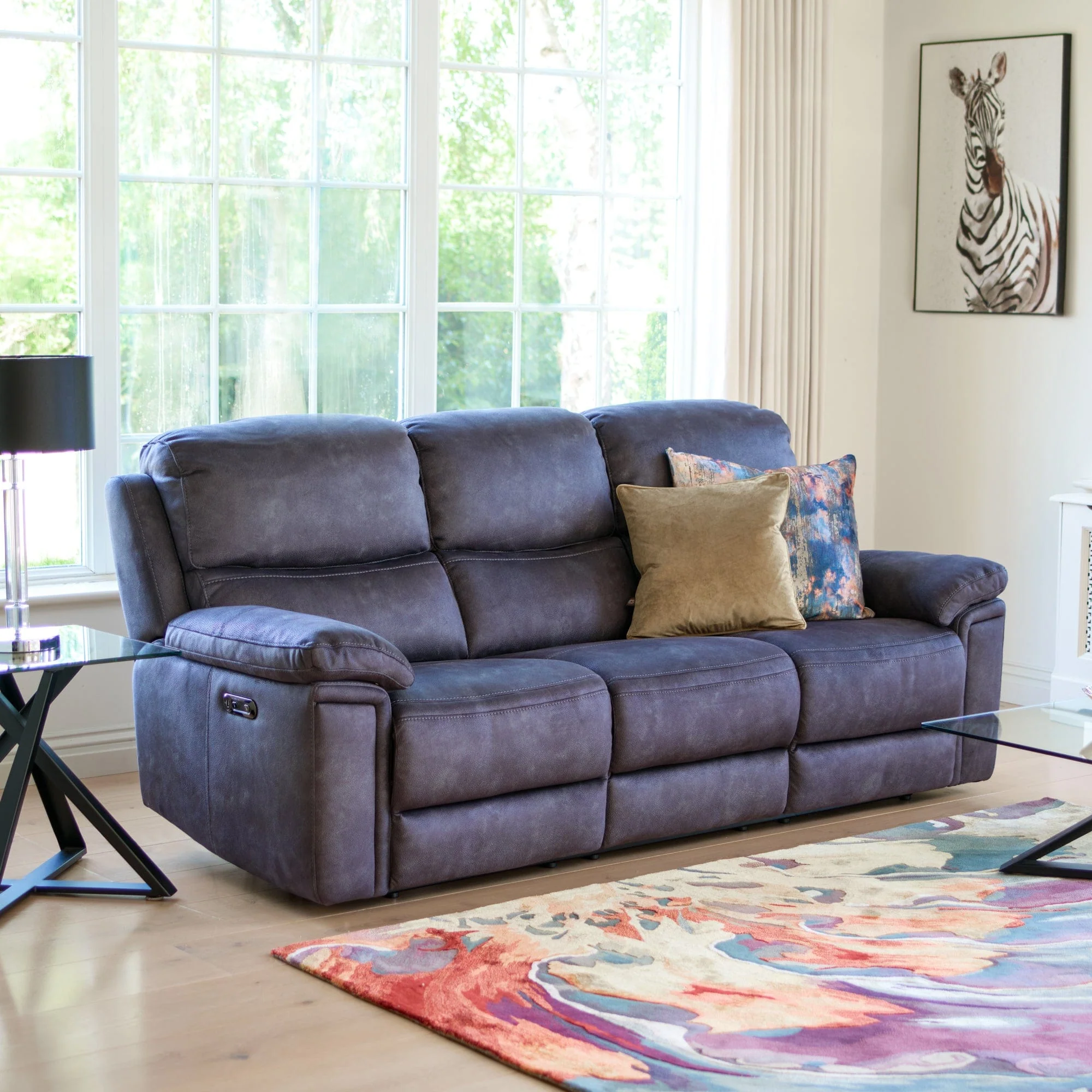Tampa - 3 Seat Power Recliner Sofa, Fabric - Image 2