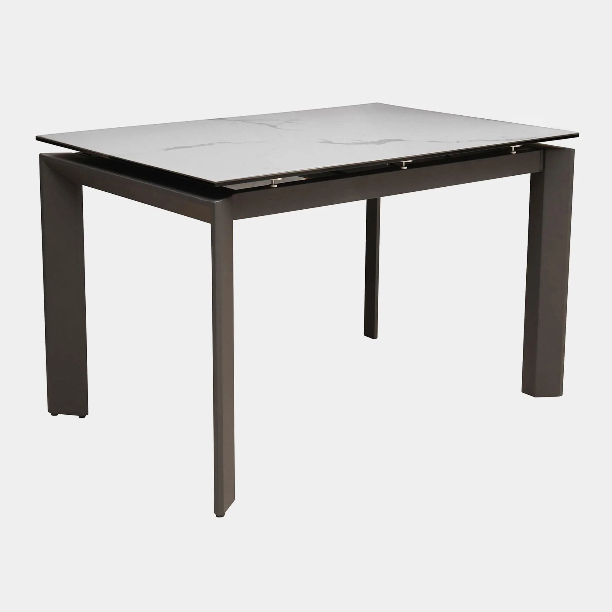 Tarranto - 120cm Extending Dining Table, White Ceramic & 4 Hunter Chairs Set, Taupe - Image 3