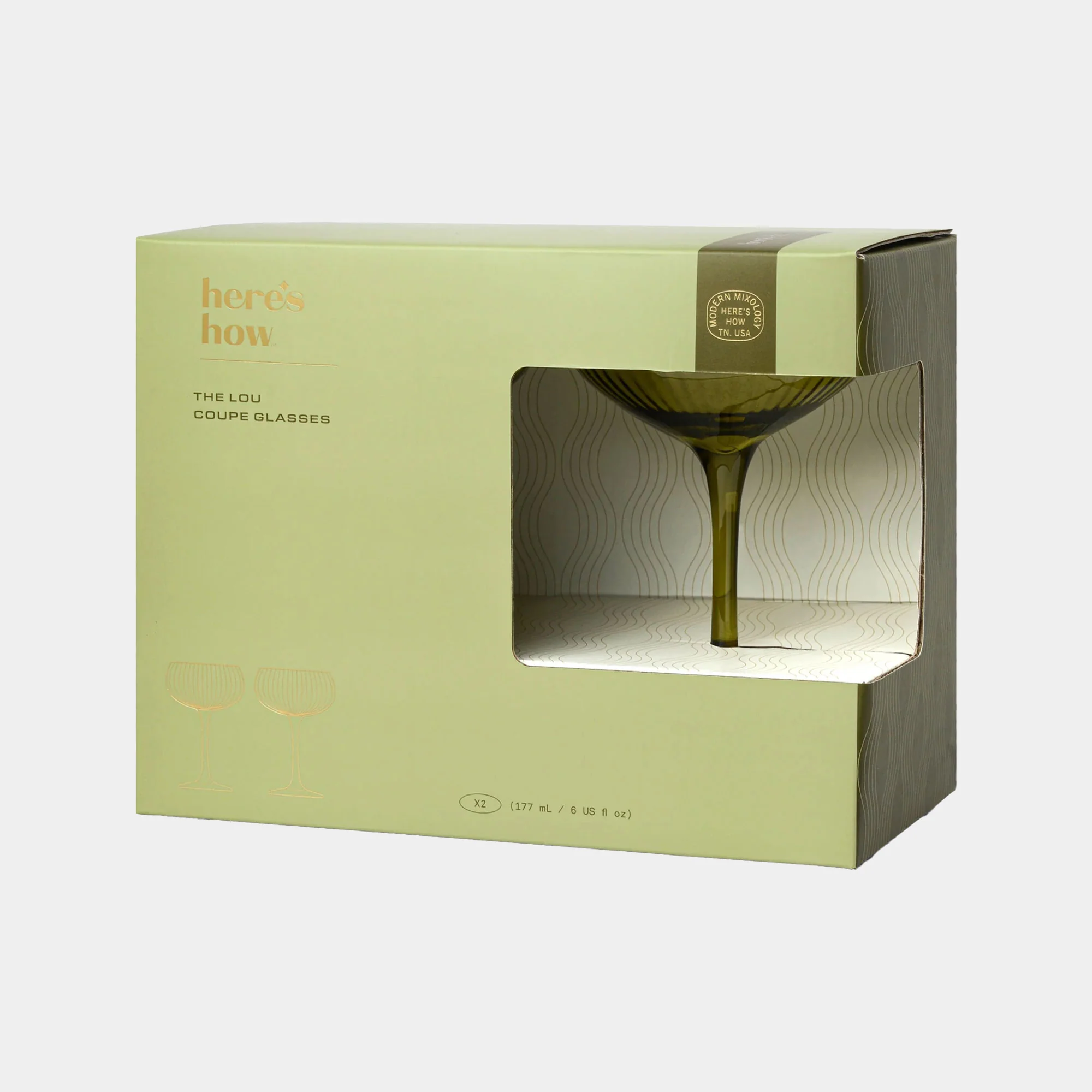 The Lou Coupe Green - Cocktail Glasses, Set of 2 - Image 3