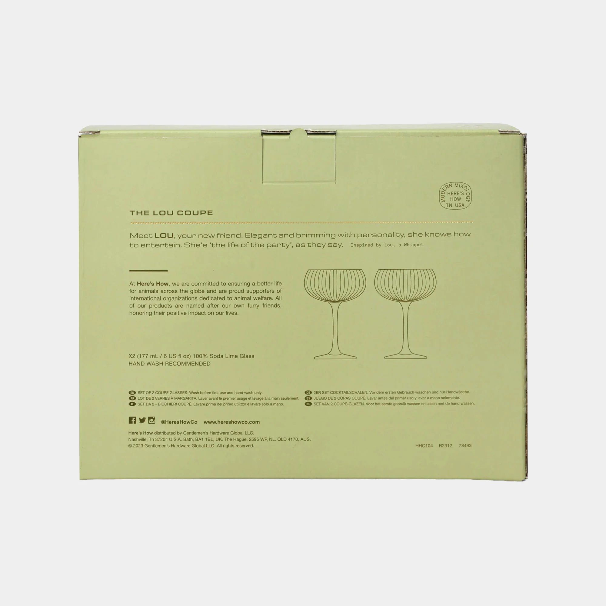 The Lou Coupe Green - Cocktail Glasses, Set of 2 - Image 4