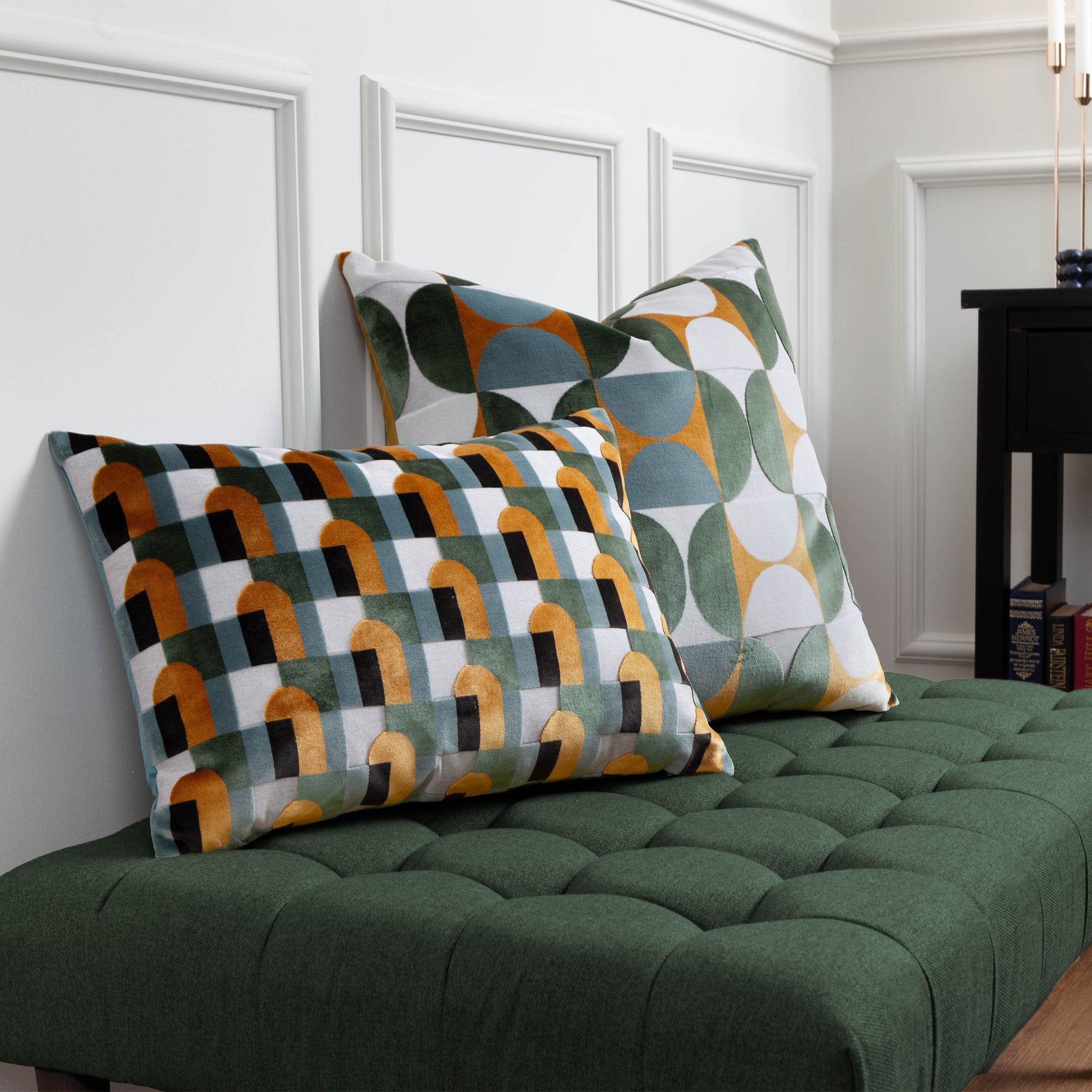 Tosca Velvet - Gold Blue Cushion 50x50cm - Image 4