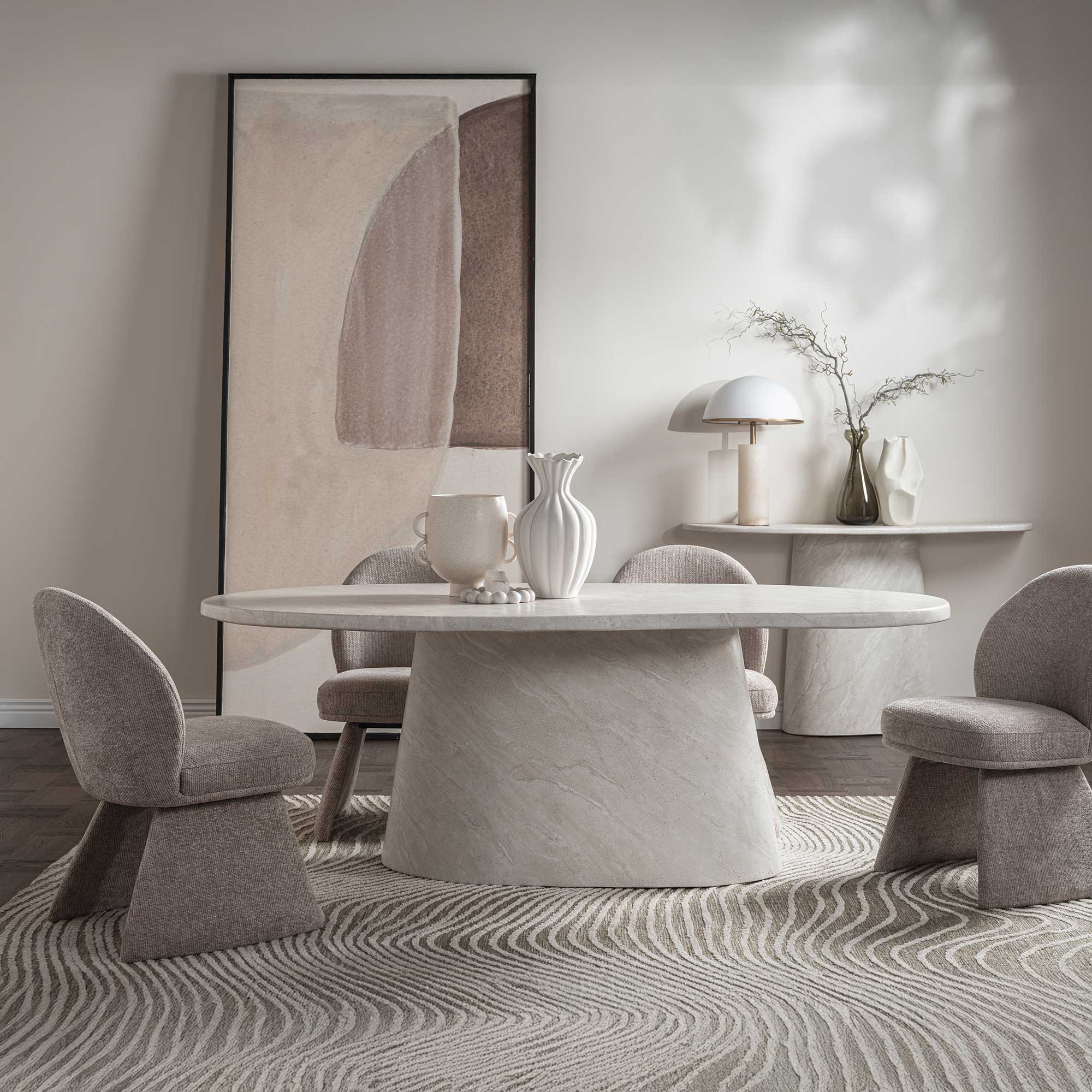 Turi - Travertine Effect Dining Table - Image 2