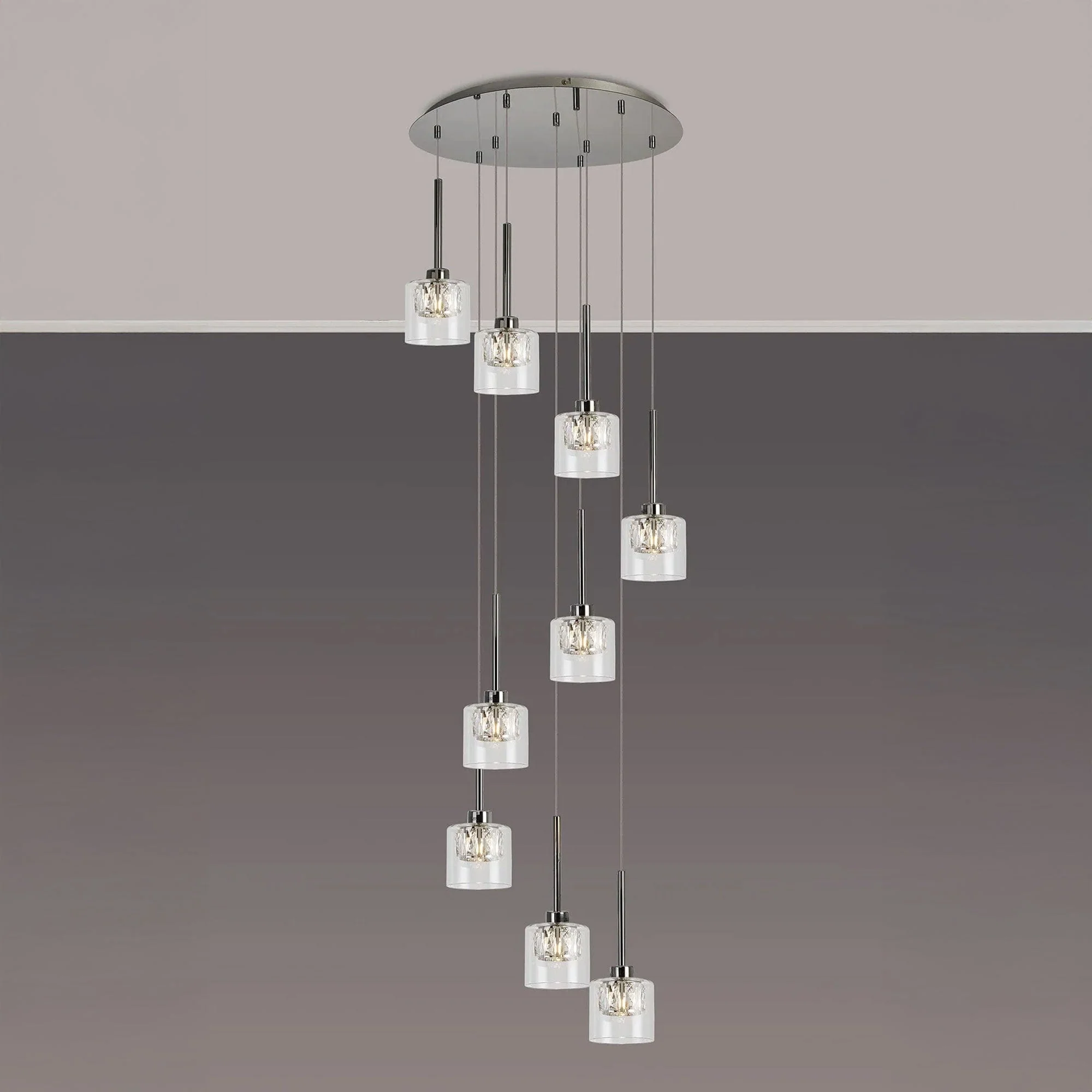 Tyrol Chrome - Pendant Ceiling Light, 9 Light Cascade - Image 2