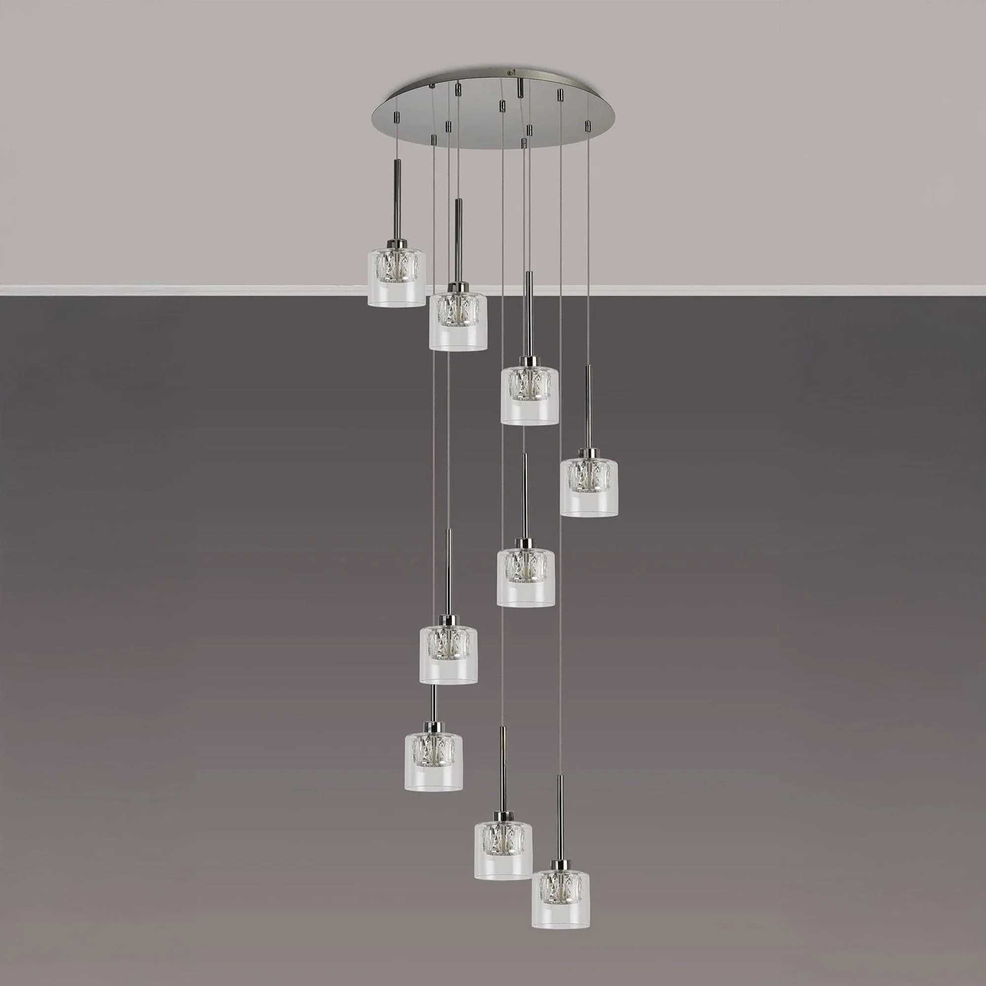 Tyrol Chrome - Pendant Ceiling Light, 9 Light Cascade - Image 7