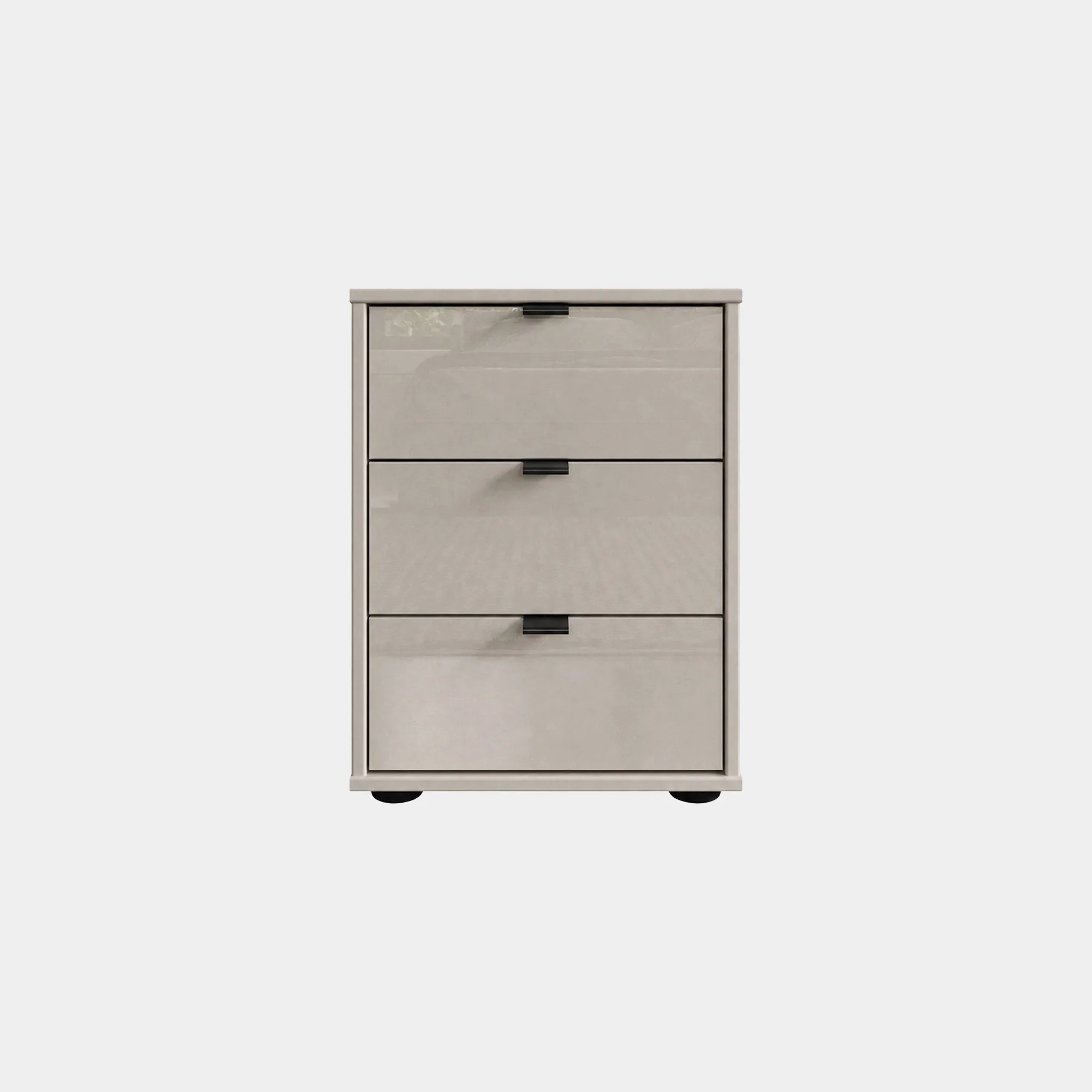 Varnell - 3 Drawer Glass Bedside Table - Image 3