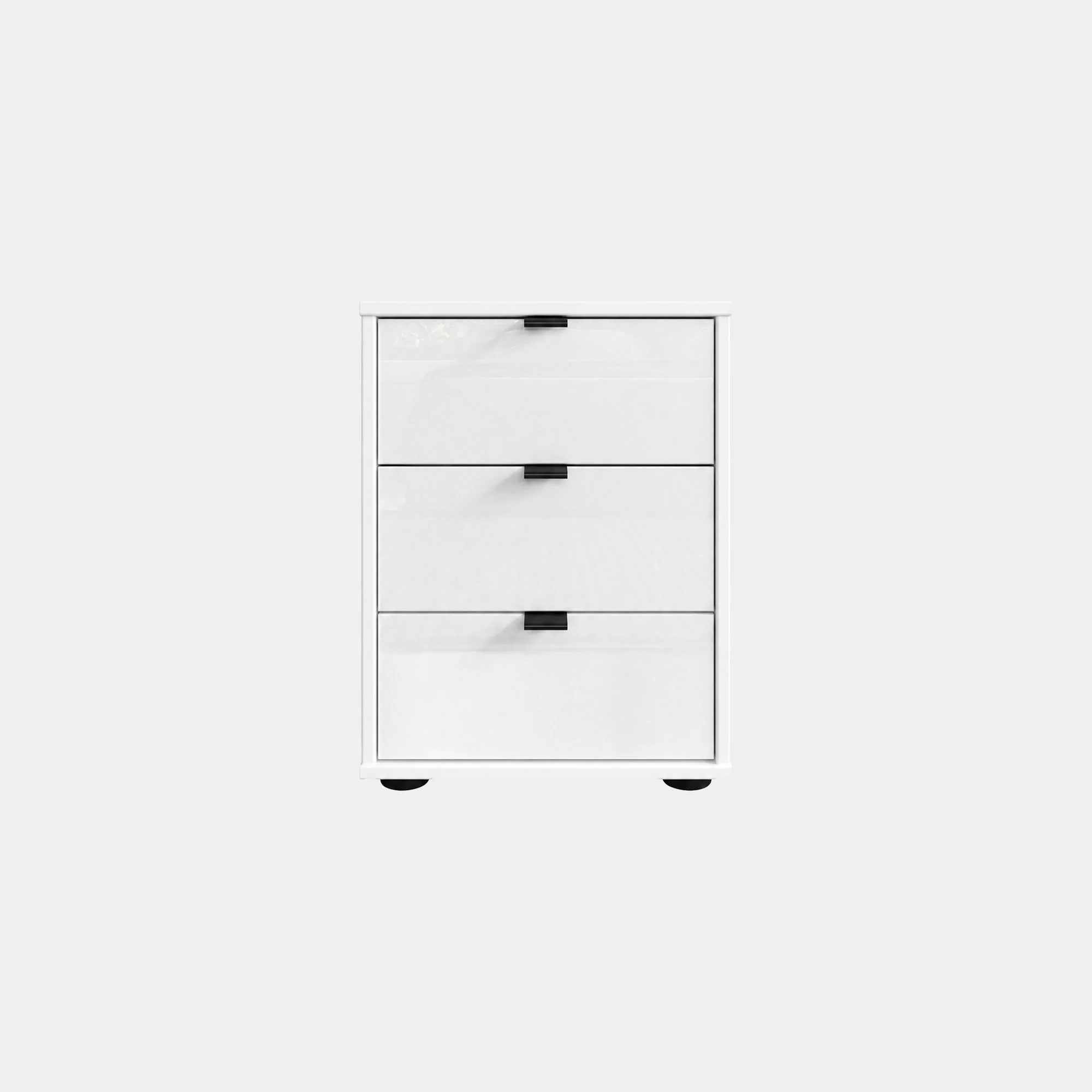 Varnell - 3 Drawer Glass Bedside Table - Image 5