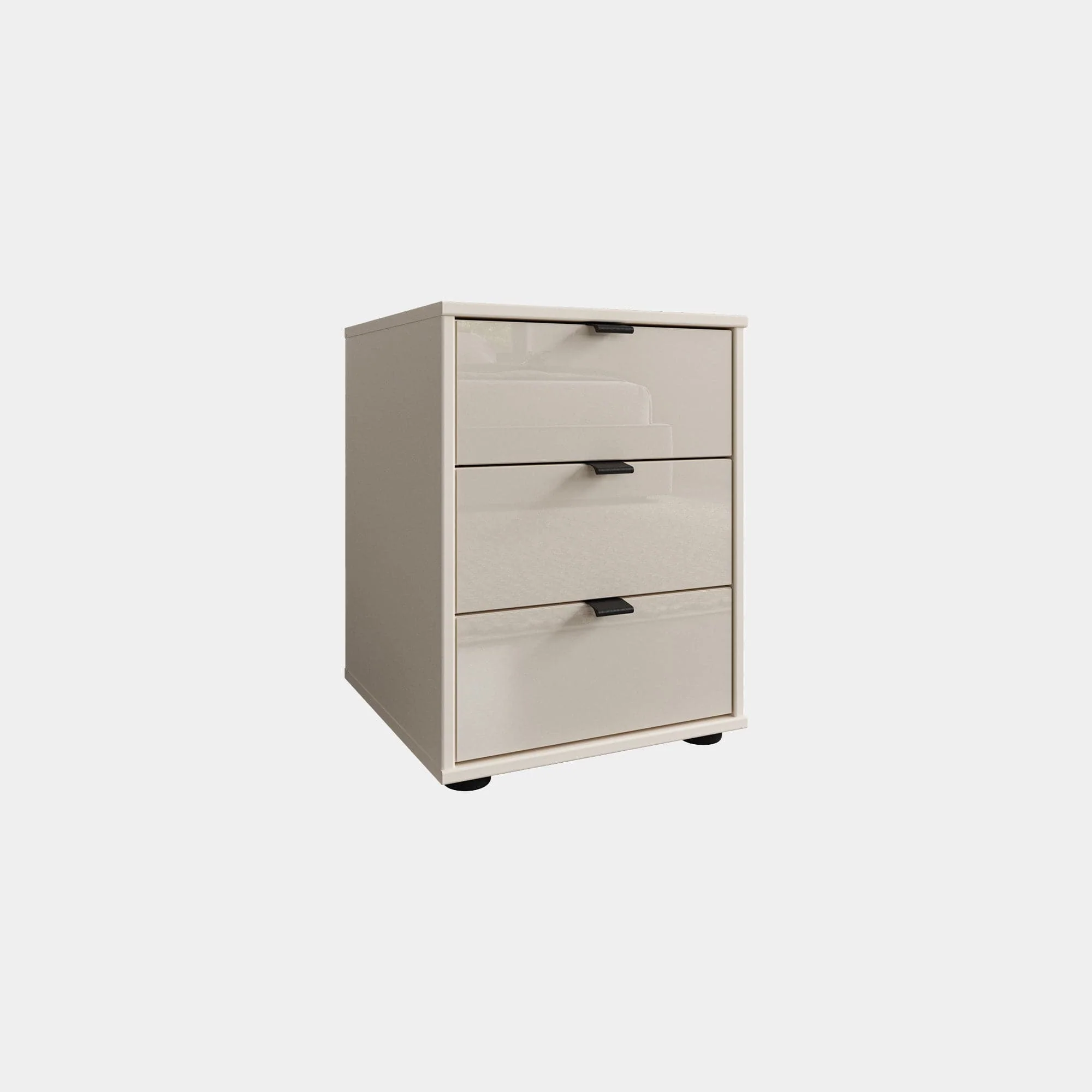 Varnell - 3 Drawer Glass Bedside Table - Image 6
