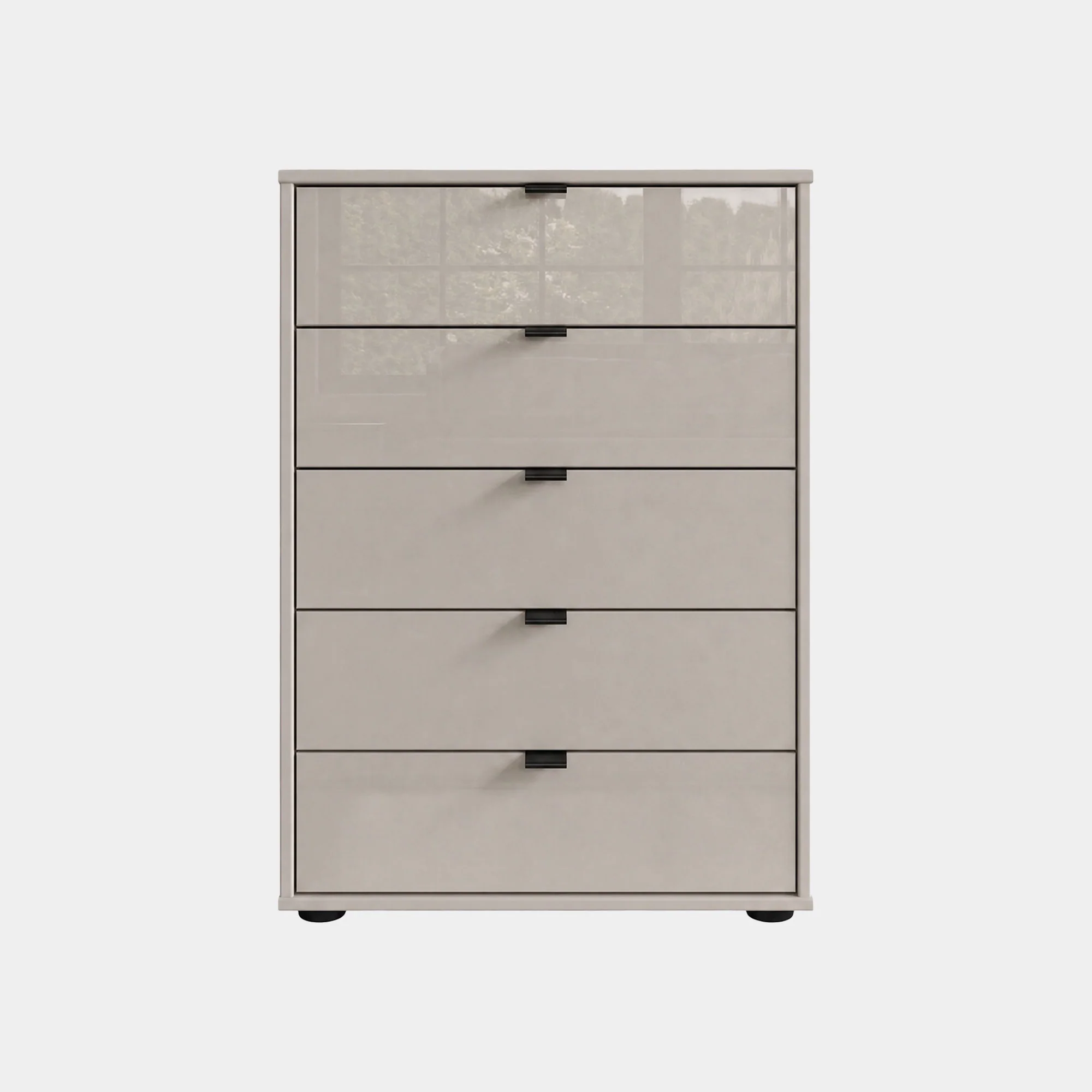 Varnell - 5 Drawer Glass Bedside Table - Image 3