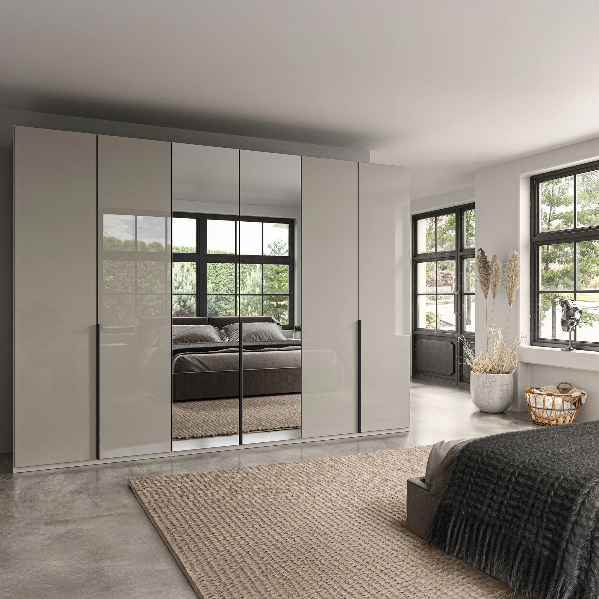 Varnell - 6 Door Mirrored Glass Wardrobe - Image 4