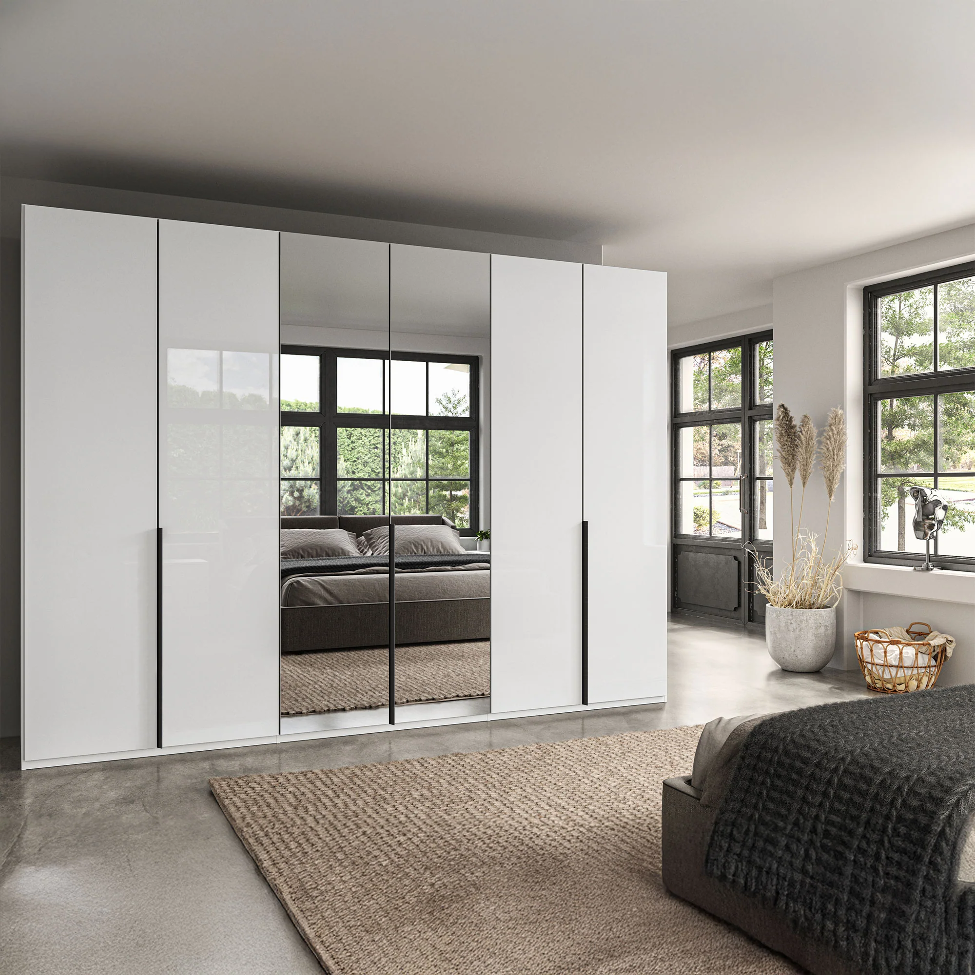 Varnell - 6 Door Mirrored Glass Wardrobe - Image 5