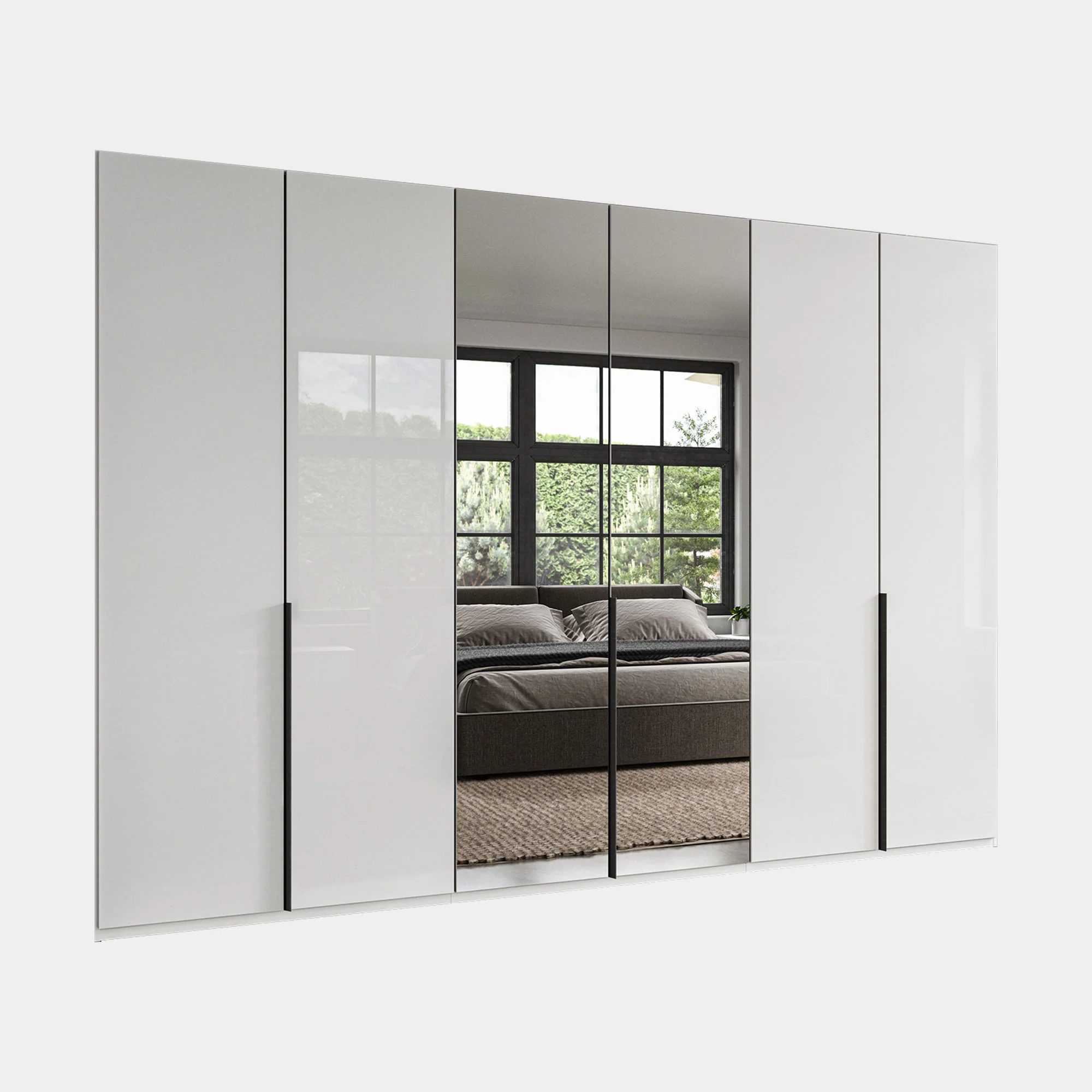 Varnell - 6 Door Mirrored Glass Wardrobe - Image 6